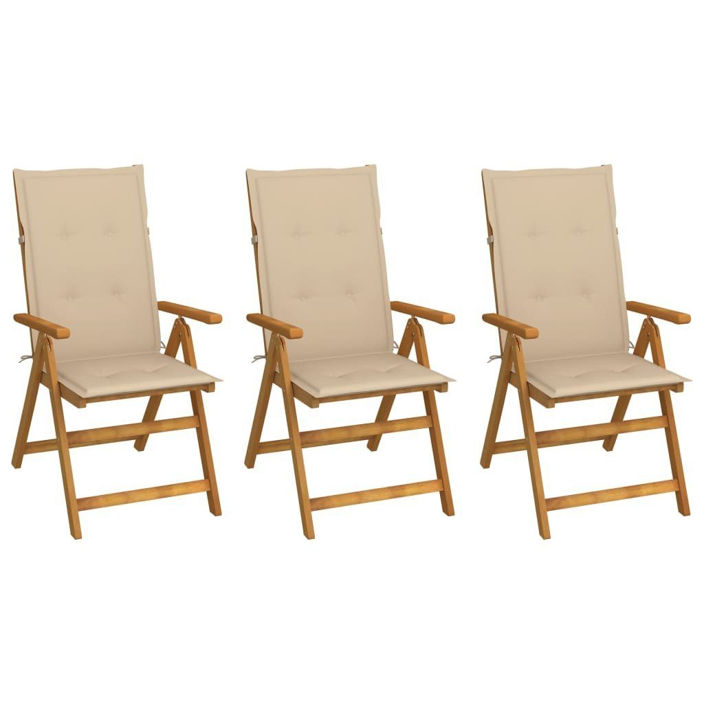 Gartenstuhl Klappbare Gartenstühle 3 Stk. mit Auflagen Massivholz