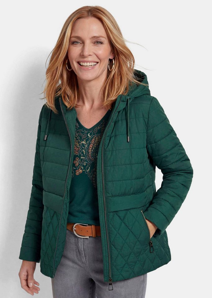 GOLDNER Winterjacke Kurzgröße: Steppjacke mit Kapuze Wattierte Übergangsjacke mit modernem Steppmix und Kordelzug