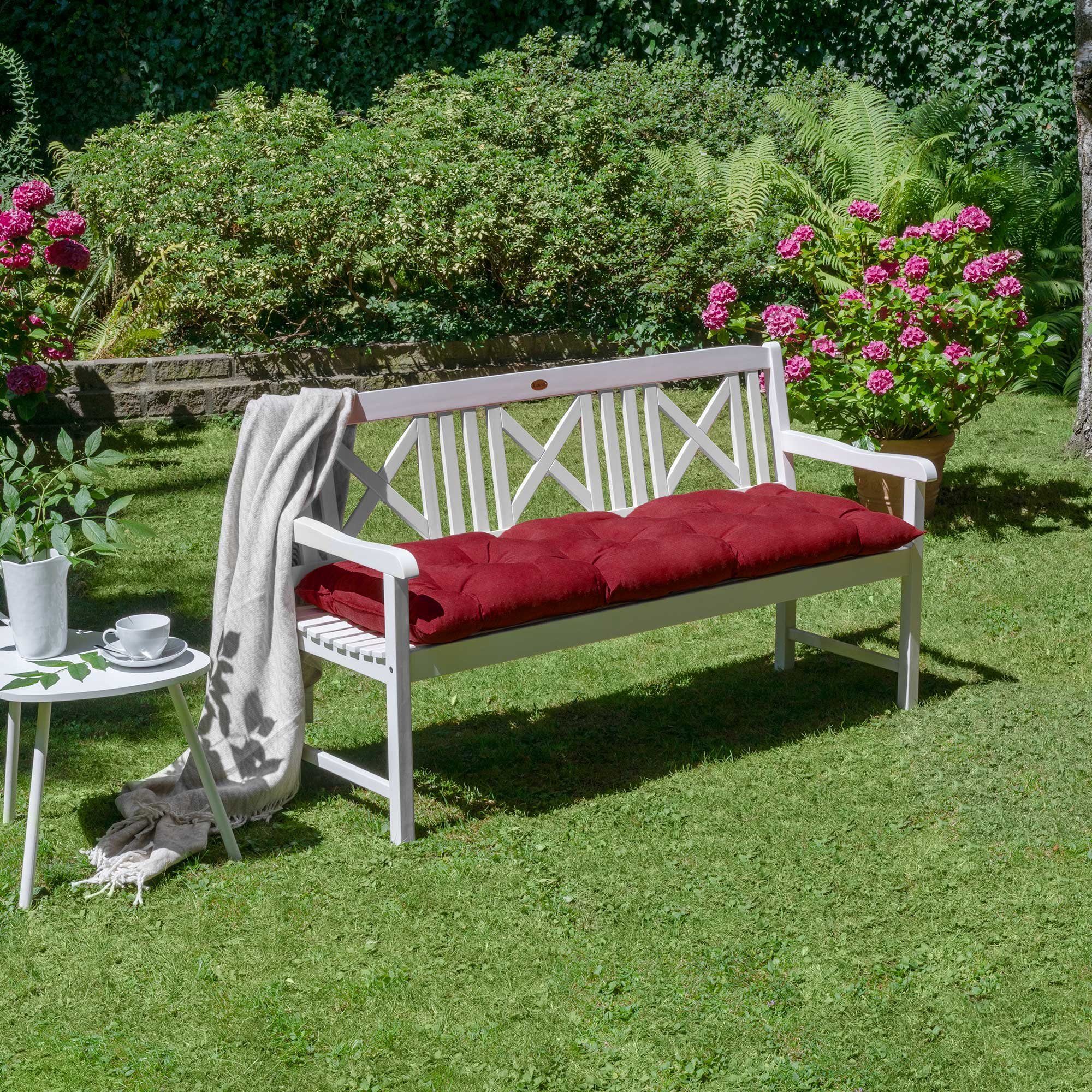 Beautissu Bankauflage Bankauflage Flair BK, ca.100x50x10cm, Rot, Sitzkissen für Gartenbank, Bankpolster Outdoor & Hollywoodschaukel – Bild 5 von 5