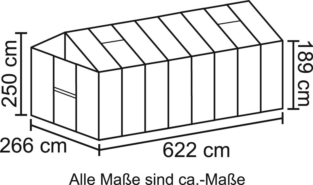 Thumbnail - Vitavia Gewächshaus Zeus 15700, BxTxH: 266 x 622 x 250 cm, 10 mm Wandstärke