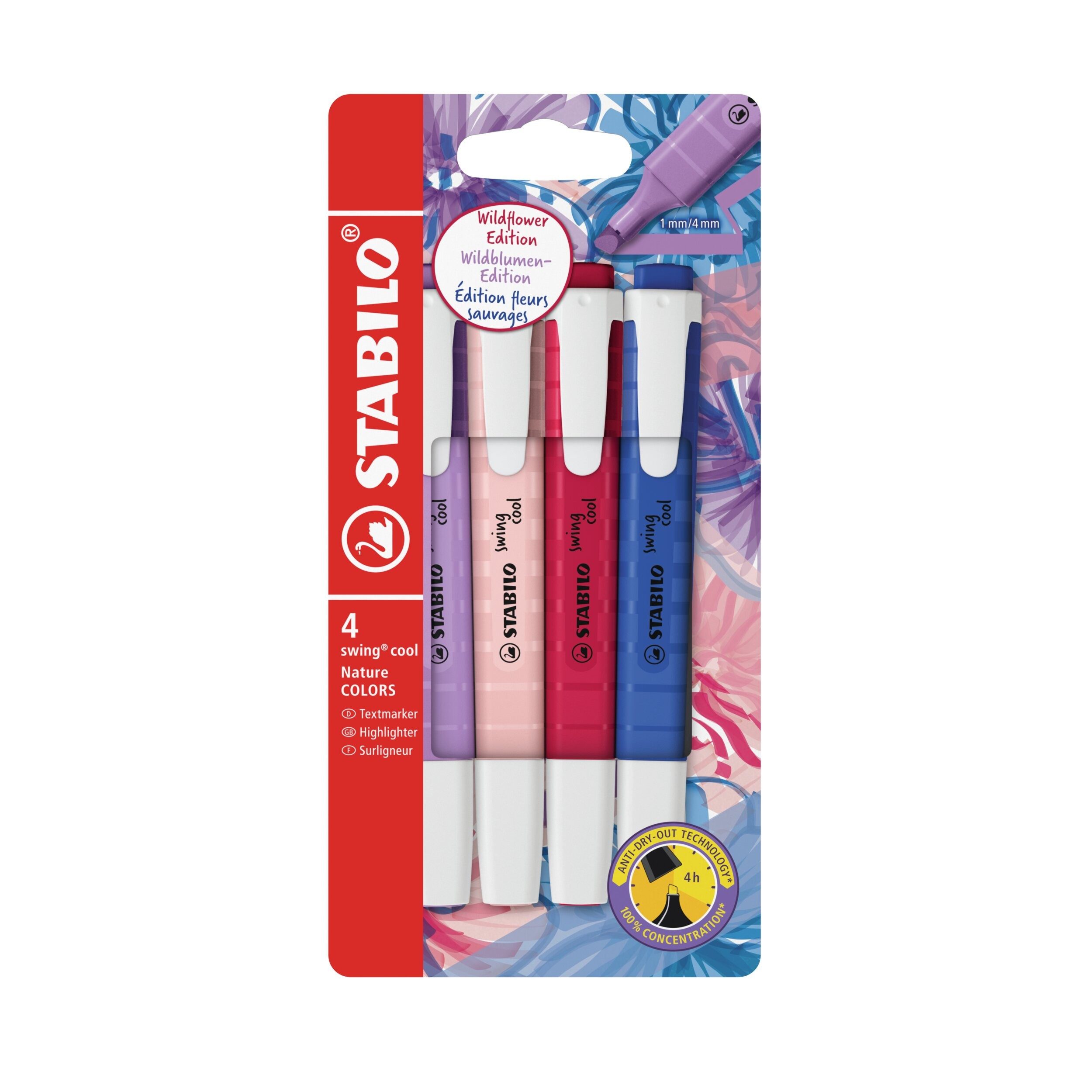 STABILO Marker Stabilo Textmarker swing cool NatureCOLORS Wildflower, 4er Set