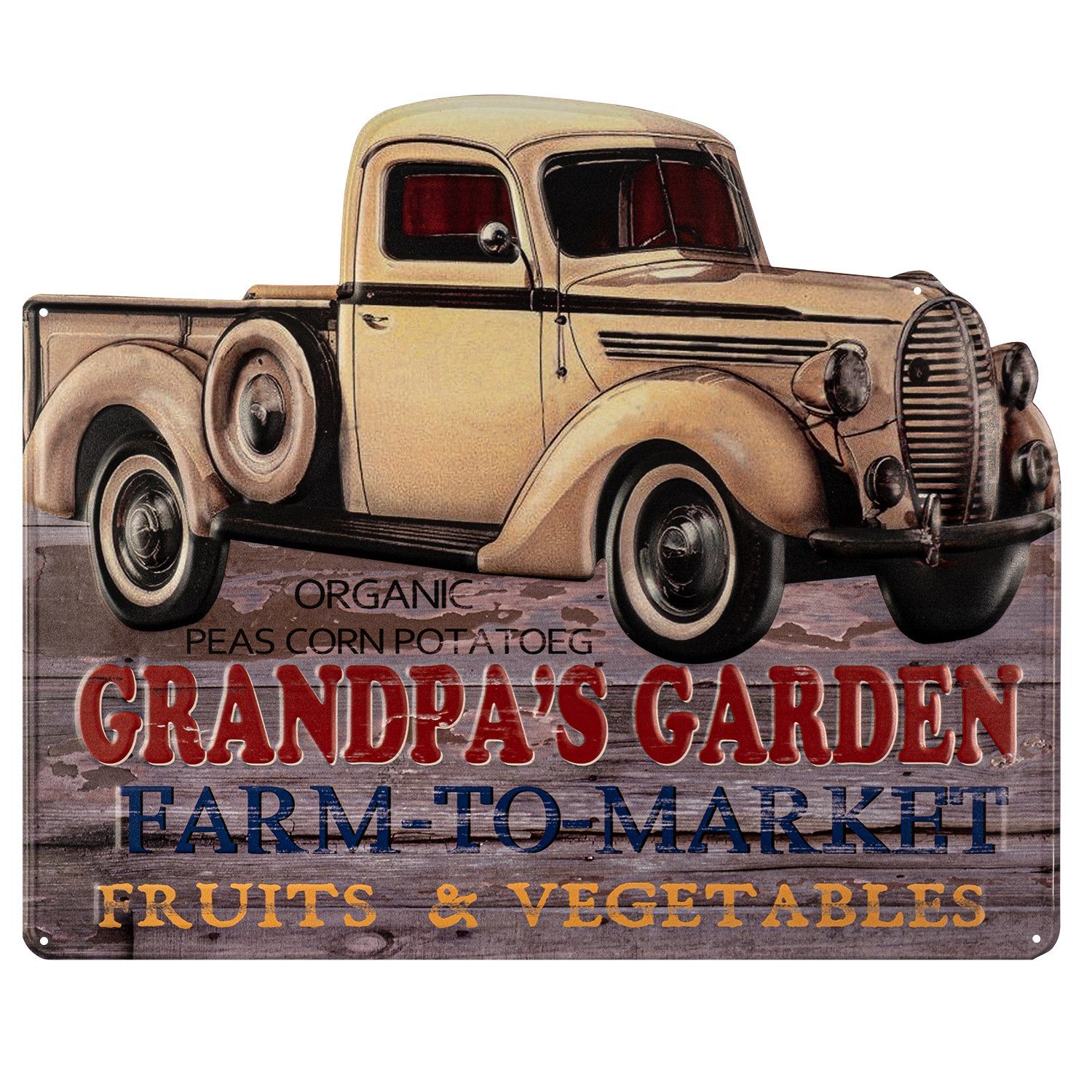 Moritz Metallschild Truck Oldtimer Grandpa Opas Garten Farm Früchte Gemüse, Vintage Retro Deko Schild Metallschild Wandbild Schild