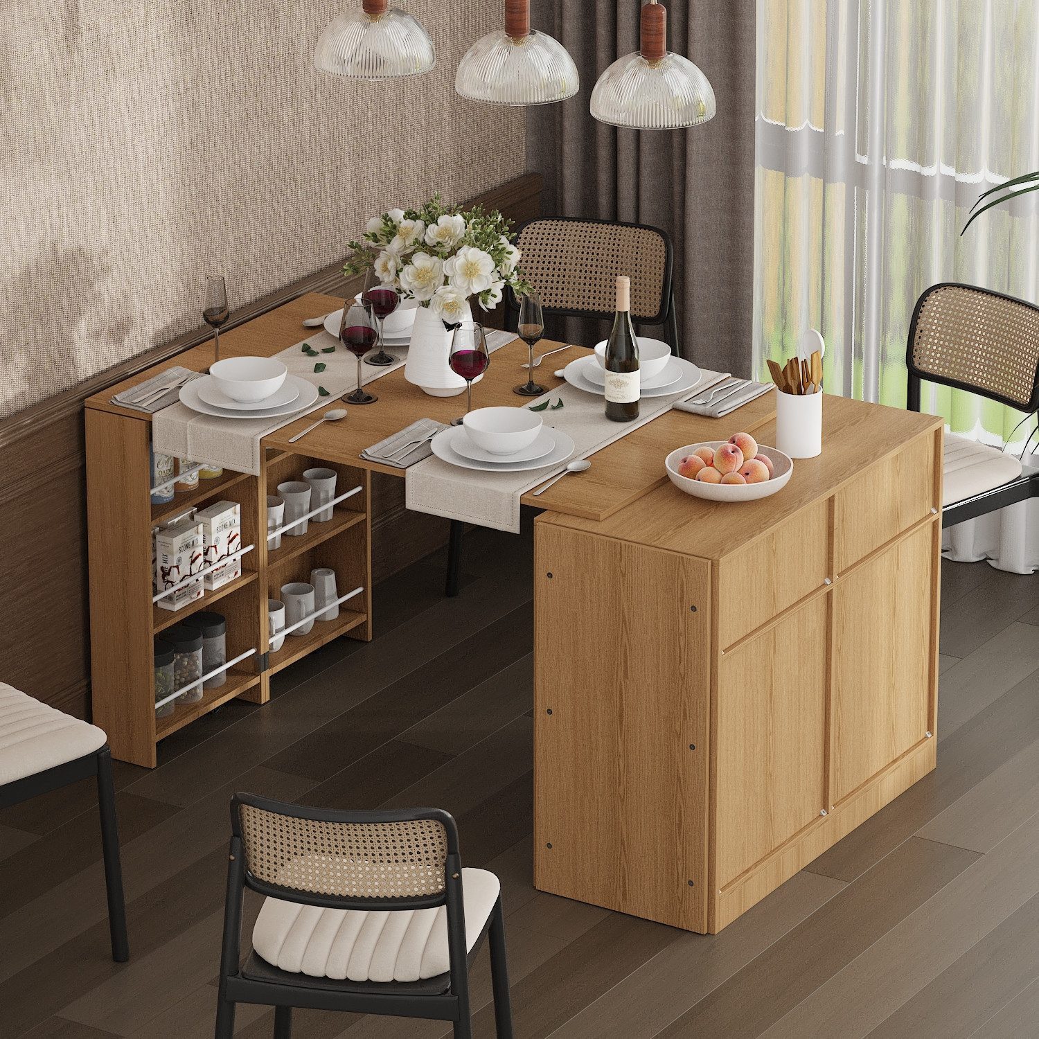 FUFU&GAGA Küchenwagen mit 2 Türen und 2 Schubladen, Aufbewahrungsschrank, 1 günstig online kaufen