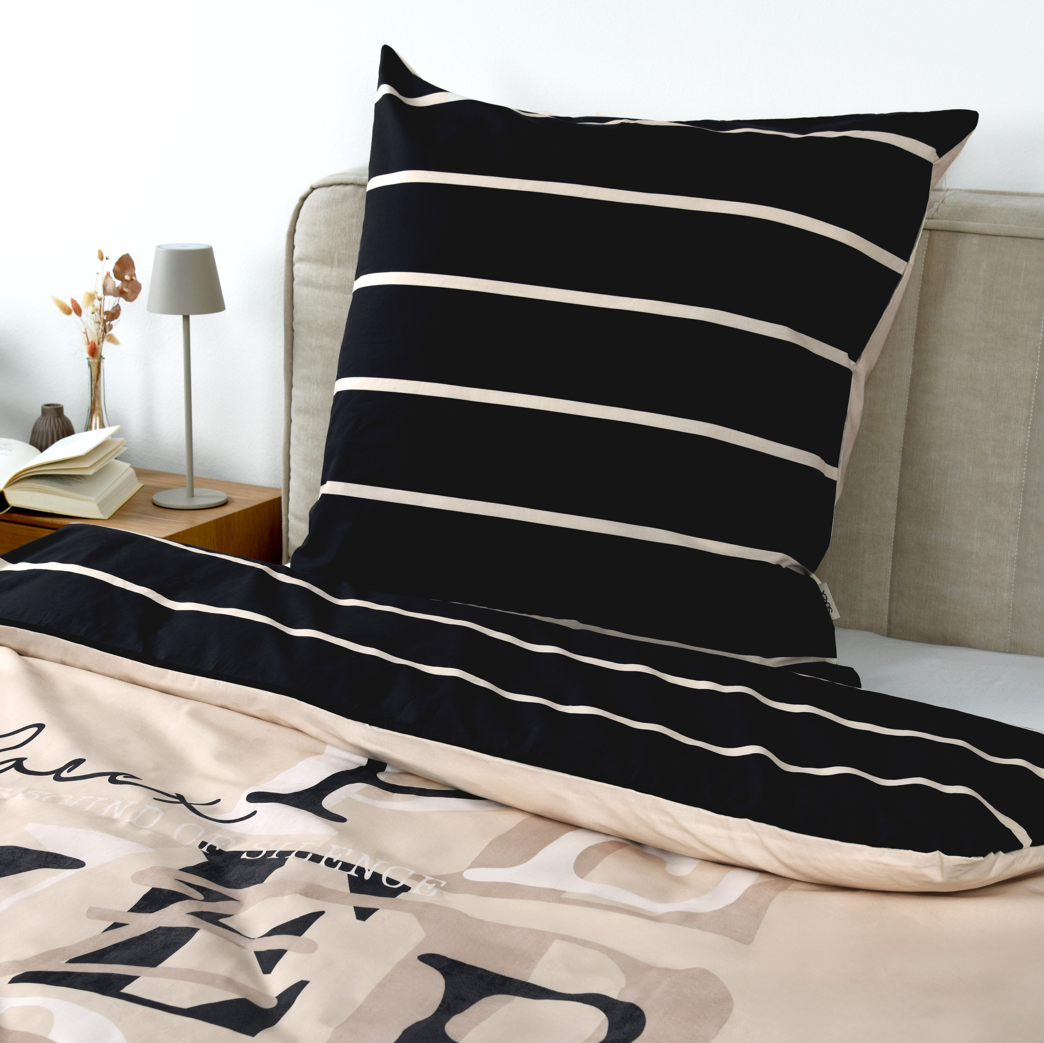 SOCCX Wendebettwäsche Coastal Stripes, Renforcé, 2 teilig, gewebtes Label