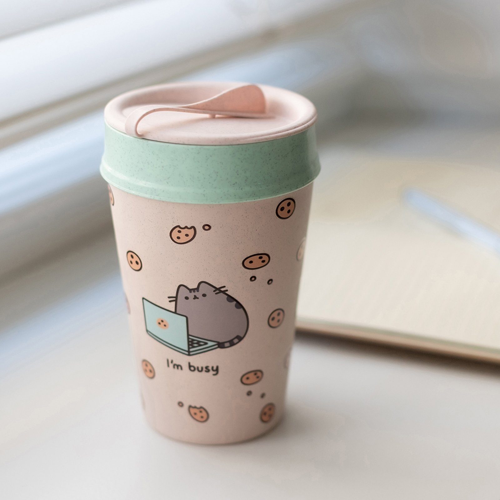 KOZIOL Thermobecher Thermobecher 400 ml ISO TO GO PUSHEEN I\'M BUSY,  Kunststoff, Isolierbecher Kunststoff