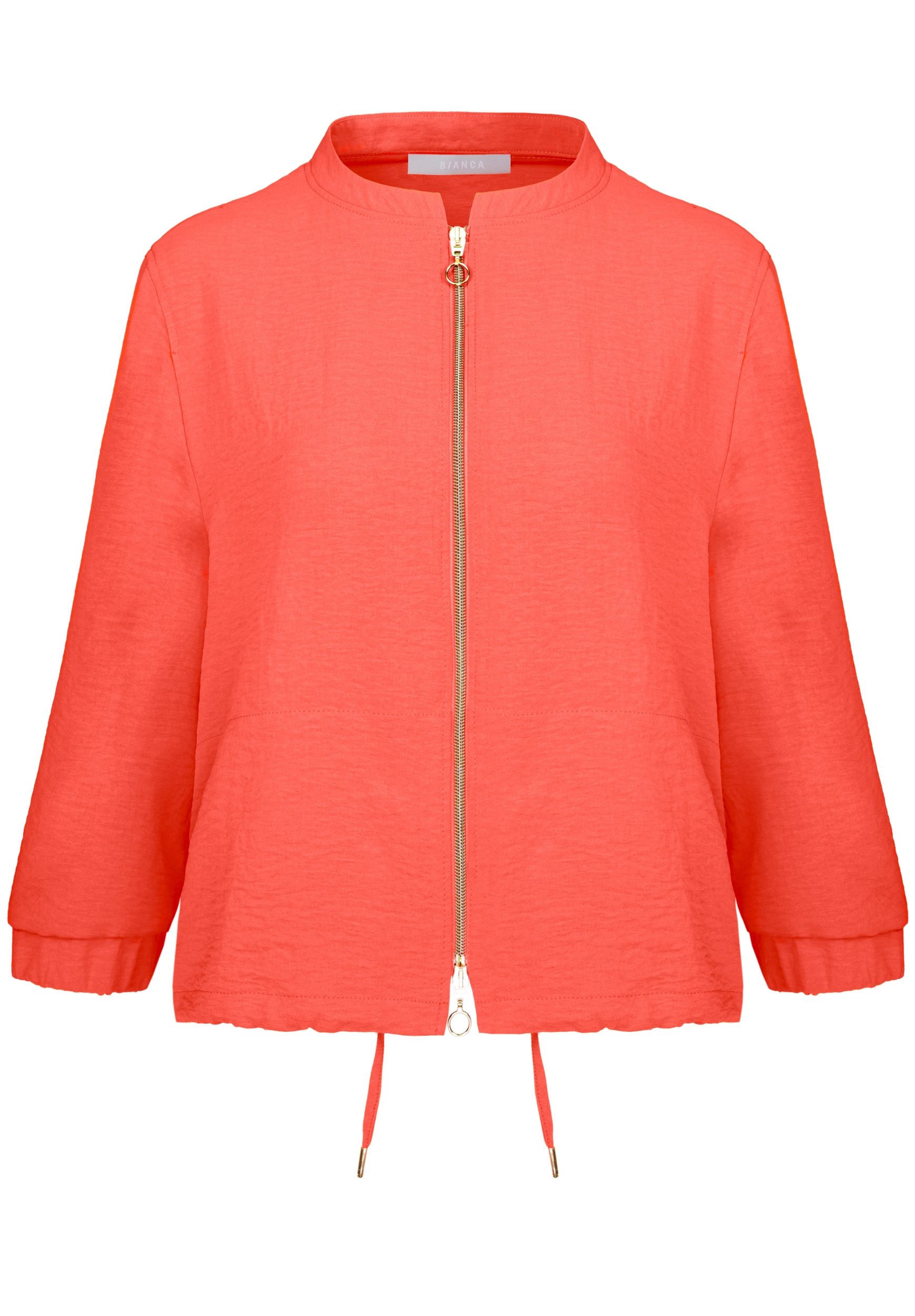 bianca Длинные – Unifarbener Blouson mit Reißverschluss, Stehkragen und 3/4-Ar