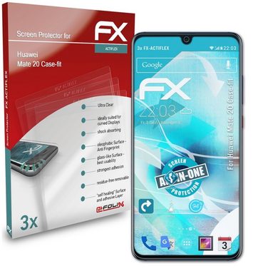 atFoliX Schutzfolie Displayschutzfolie für Huawei Mate 20 Case-fit, (3 Folien), Ultraklar und flexibel