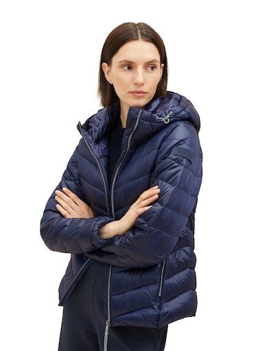 sky TAILOR Steppjacke und seidig captain Look TOM Kapuze glänzendem blue mit