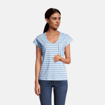 salzhaut T-Shirt Damen Sommershirt Lunkohr V-Neck mit Streifen und Brusttasche