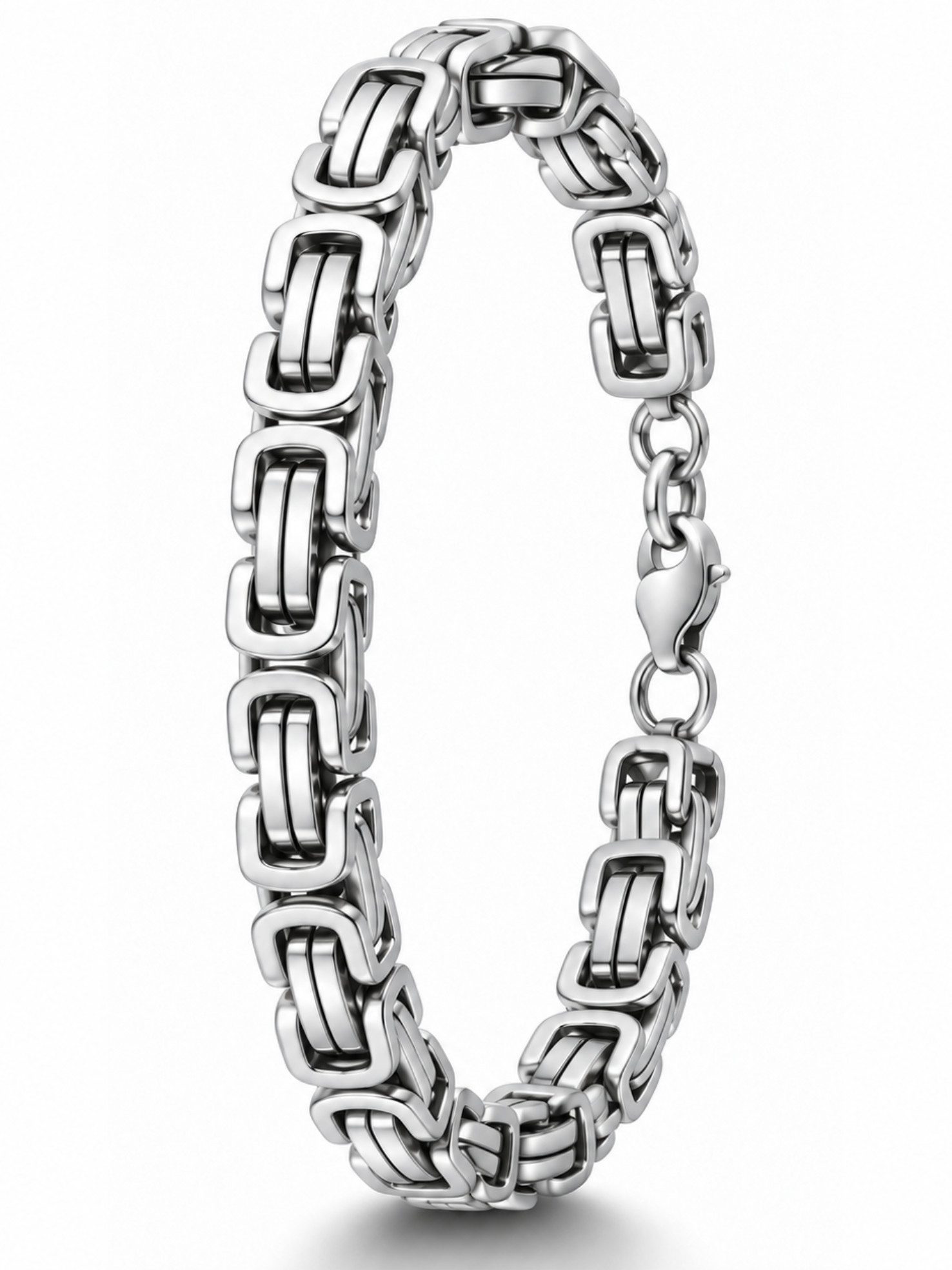 S&T Design Königsarmband Königskette Armband Edelstahl Herren Silber Männer Byzantinische 24cm (King, 1-tlg., Einzelkette), Armband Männer Hip Hop Punk Armreif Schmuck Geschenk für Herren