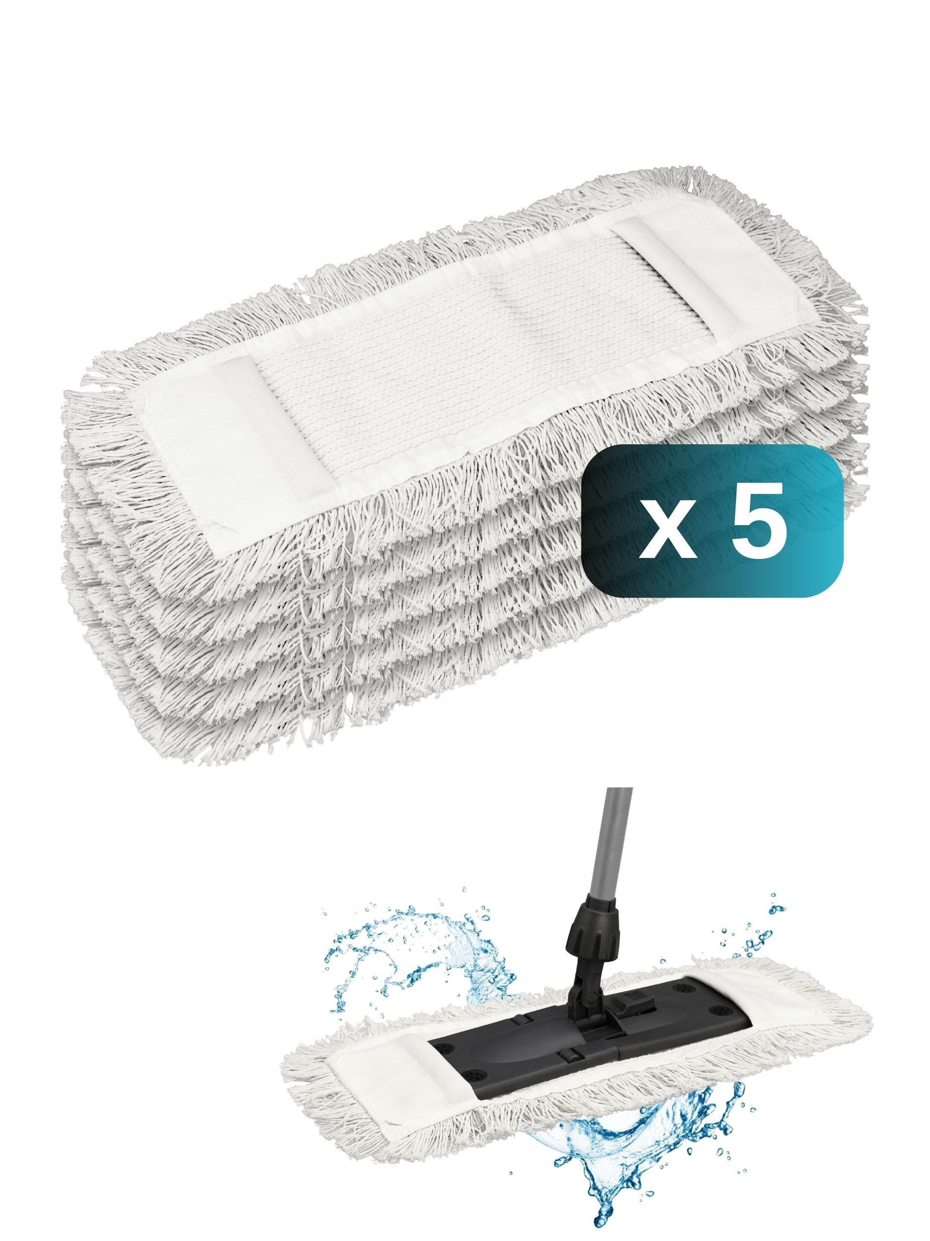 Adel Home Decor Wischmopp Premium Baumwoll-Mopp Ersatzbezug – Profi-Qualität für Ihr Zuhause, (2er-, 5er- und 10er-Sets), 40 cm, 50 cm Größe und Beige-Grau-Farboptionen