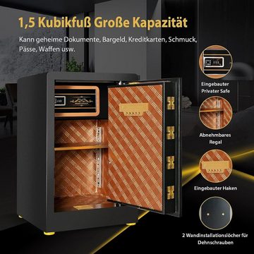 KOMFOTTEU Tresor mit Elektronischem Code & Schlüssel, verstellbares Regal