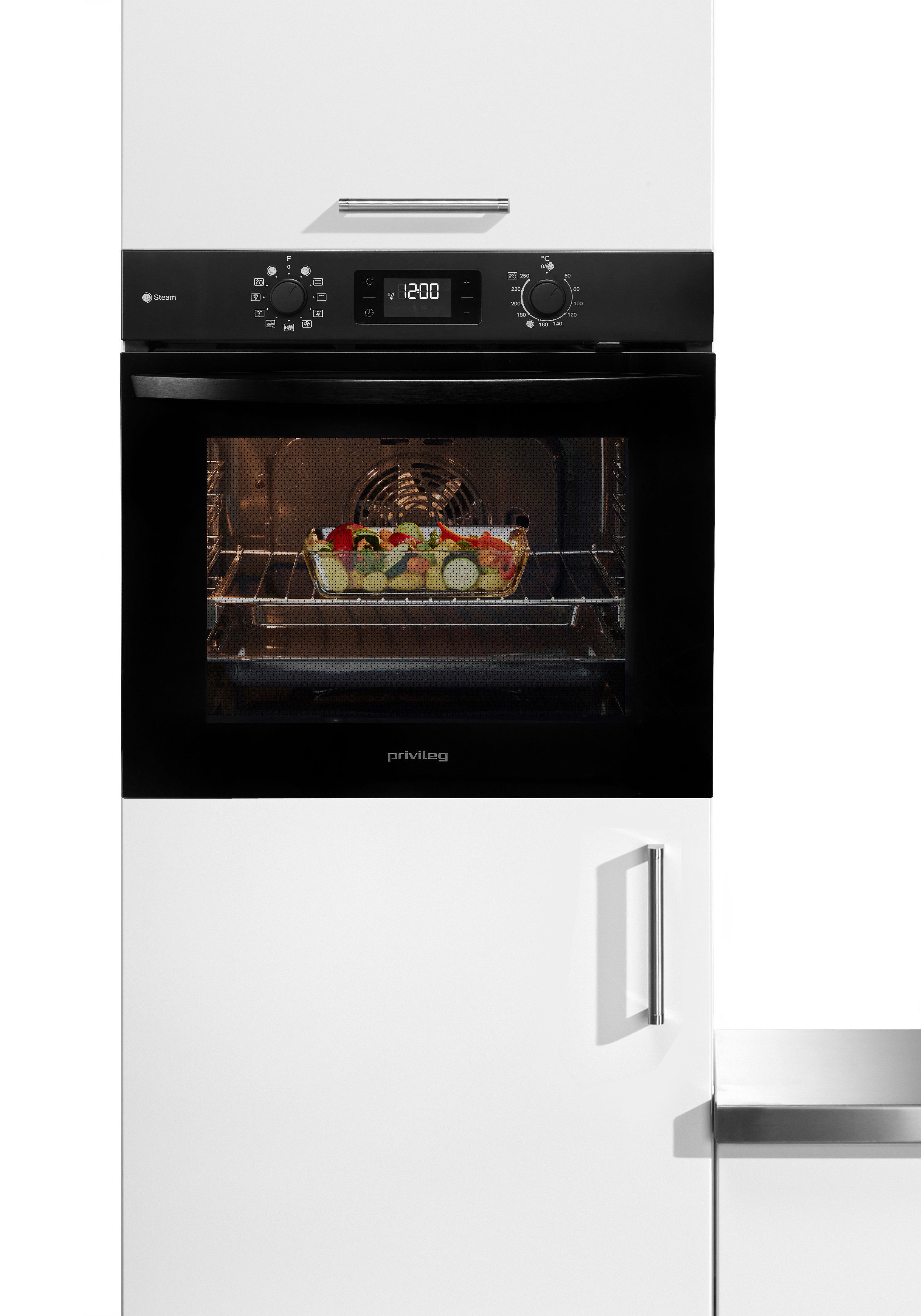 Privileg Einbaubackofen PBA2S85HU1K, mit Teilauszug, Hydrolyse, Schonendes Garen dank des Turn&Go Dampfprogrammes für beste Ergebnisse