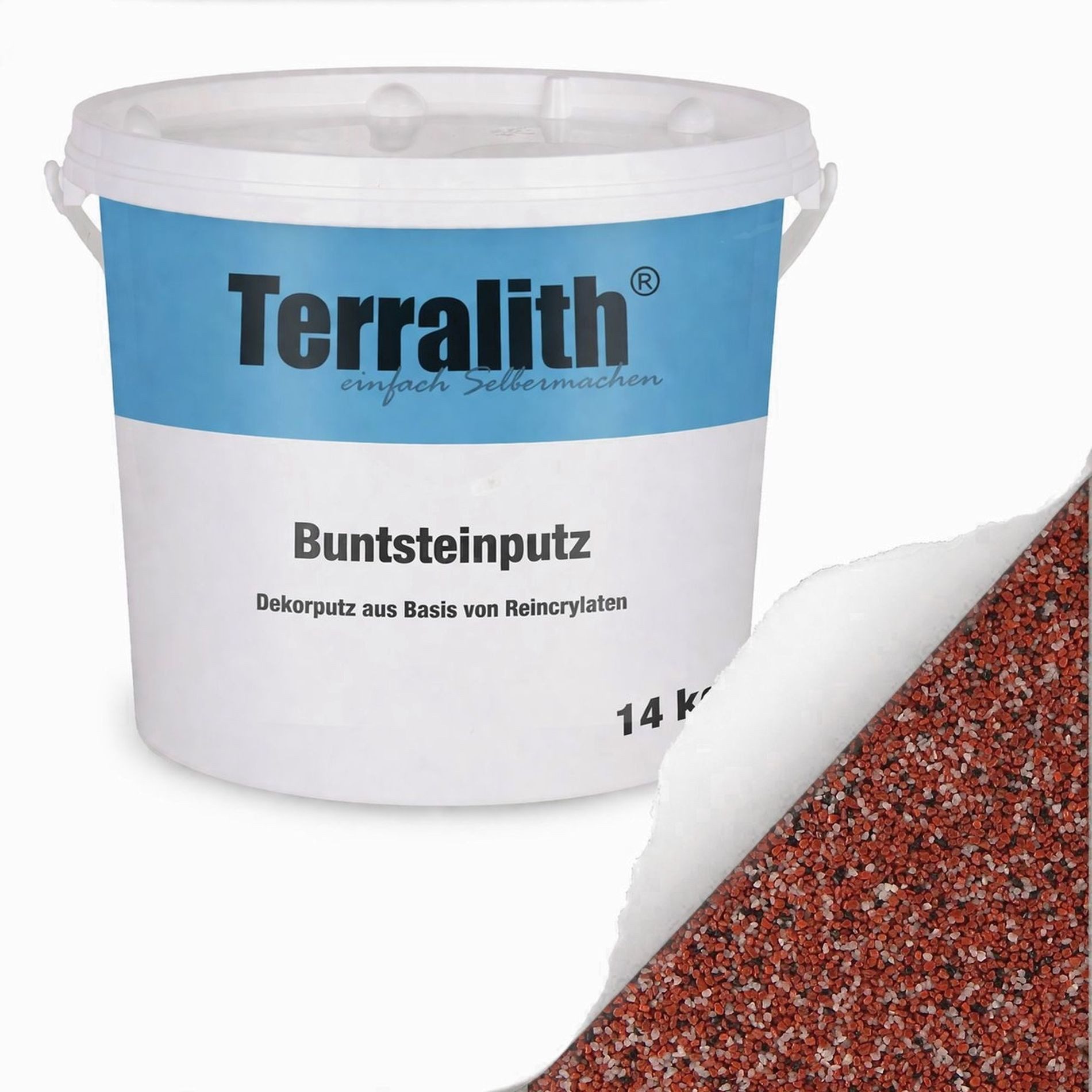 Terralith® Kunstharzputz Buntsteinputz Mosaikputz 2mm -14 kg- BSP07 (Eimer, Verarbeitungsfertig) Dekorationsputz aus Marmor-Granulat bzw. eingefärbter Körnung