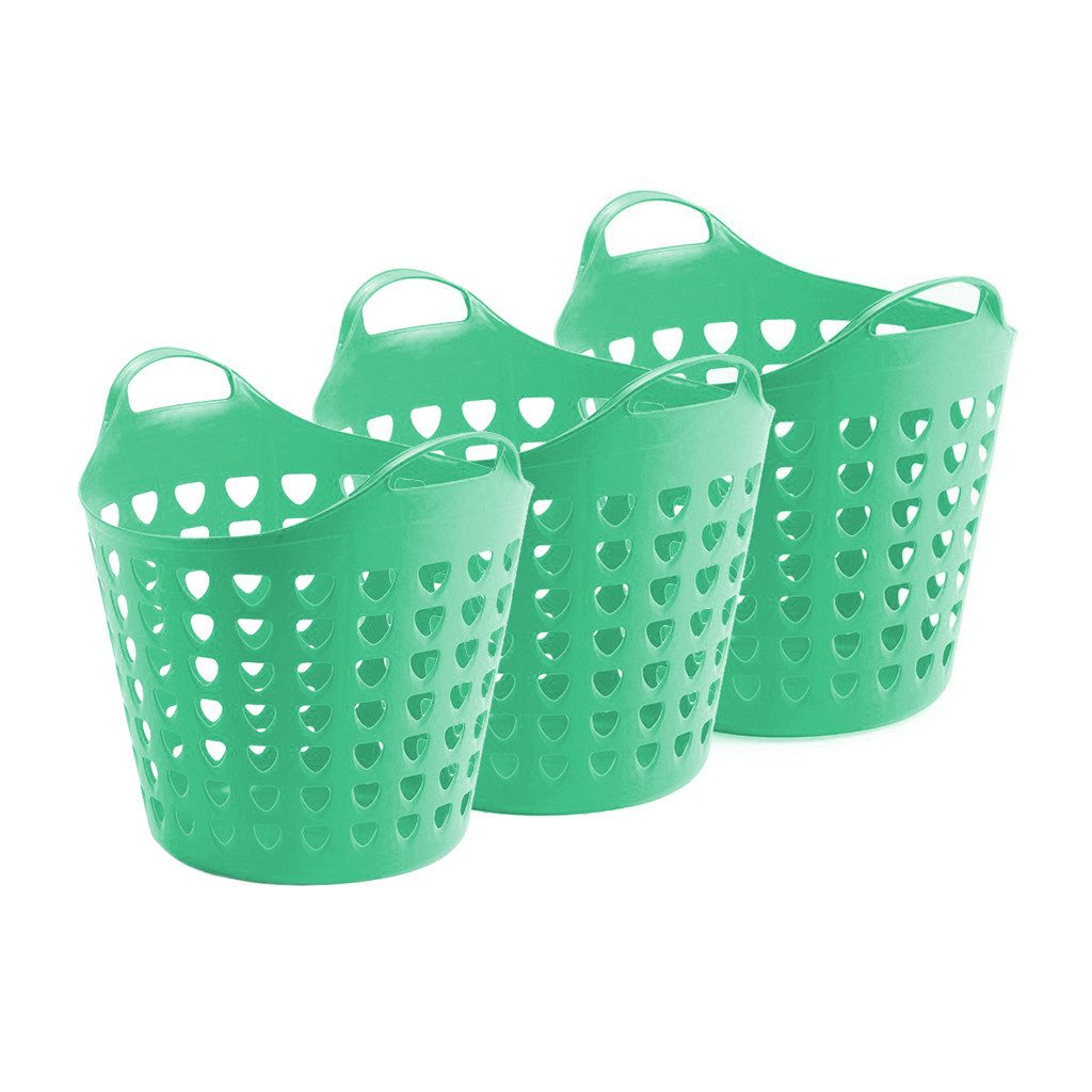Kreher Wäschekorb Flexi Korb 35 Liter mit Loch (Farbe/Set wählbar) (3 St)