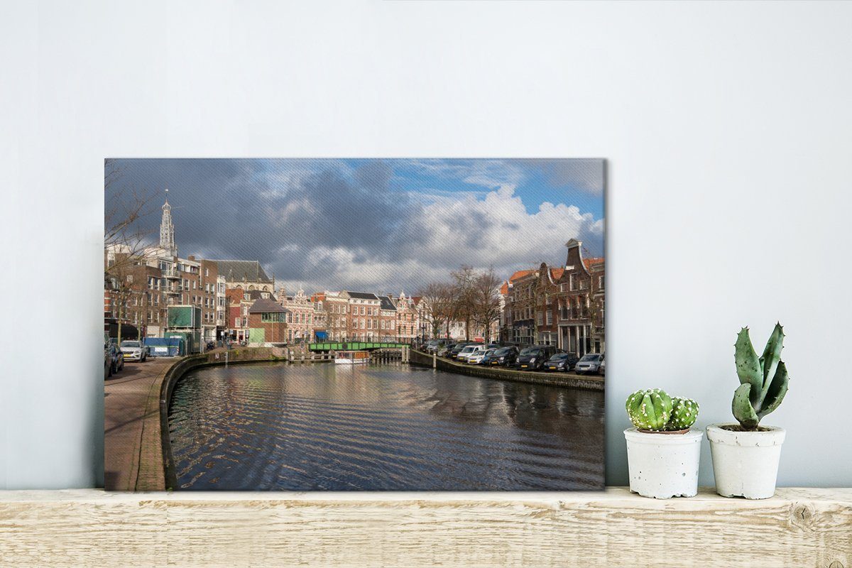 OneMillionCanvasses® Leinwandbild - Aufhängefertig, Wanddeko, Wasser Leinwandbilder, Kanal 30x20 cm Haarlem, Wandbild (1 - St)