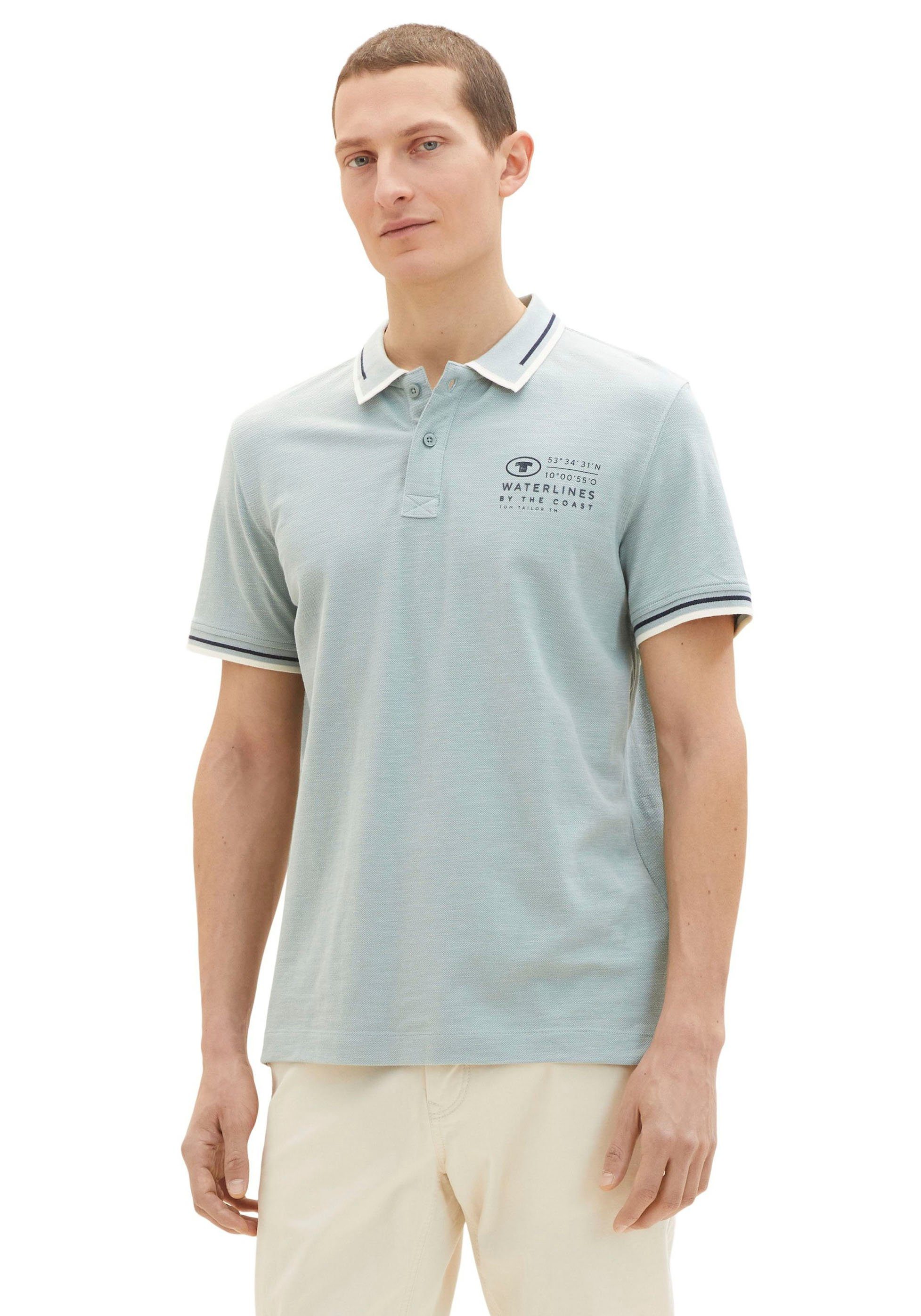 TOM TAILOR Poloshirt mit Logoschriftzug rauchmint | Poloshirts