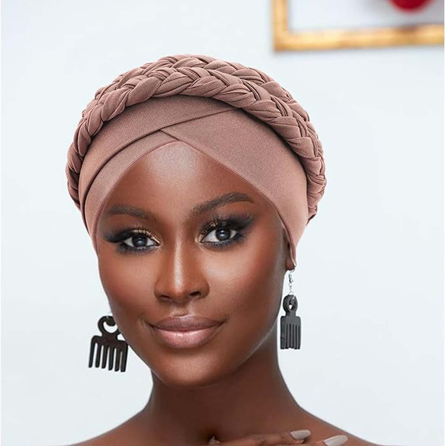 Zaewry Turbanmütze Afrikanischer Damen Geflecht Kopfbedeckung Kopftücher Chemo Kappe