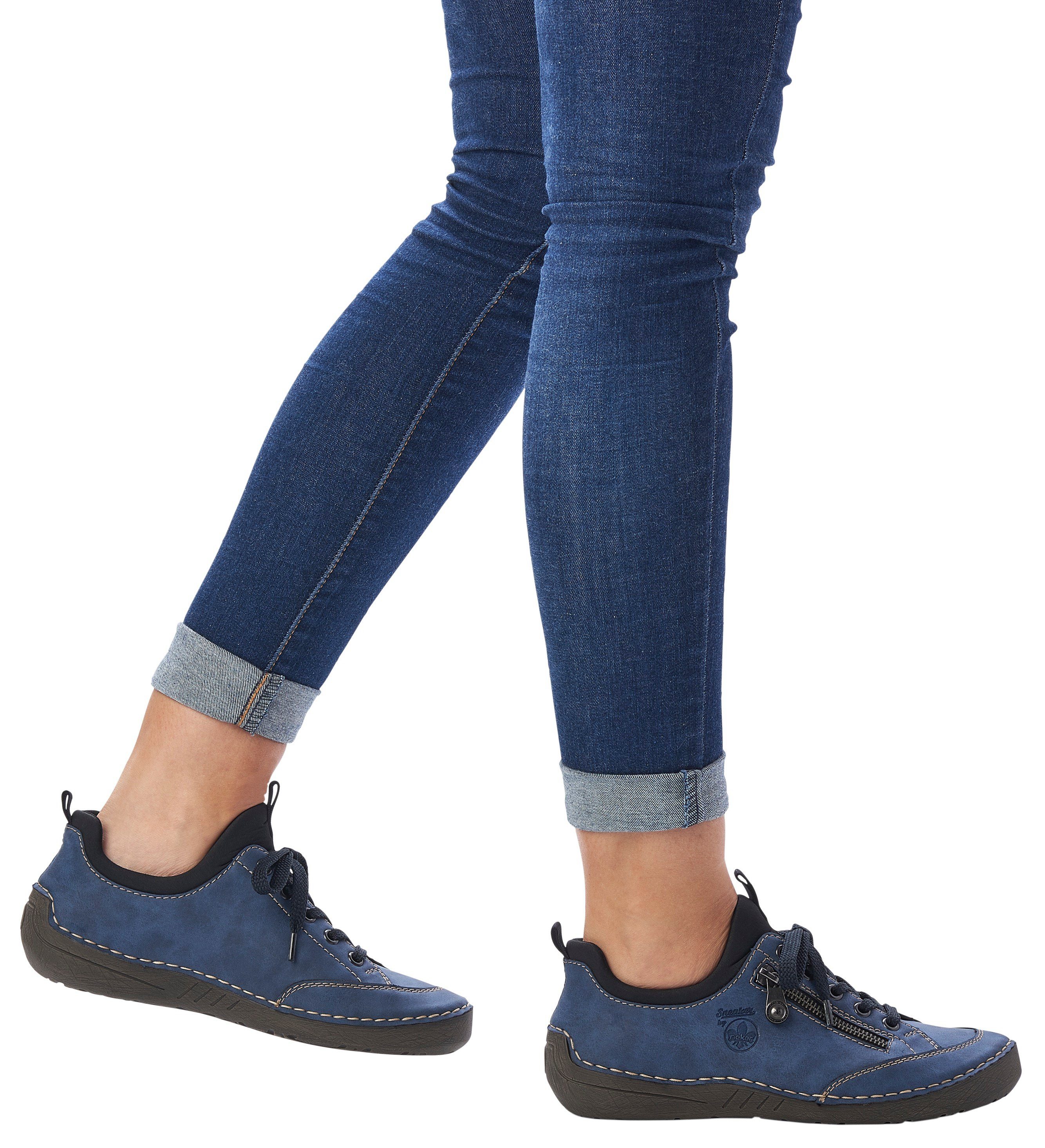 (14) Slip-On elastischem Rieker Einschlupf mit kombi Sneaker blau