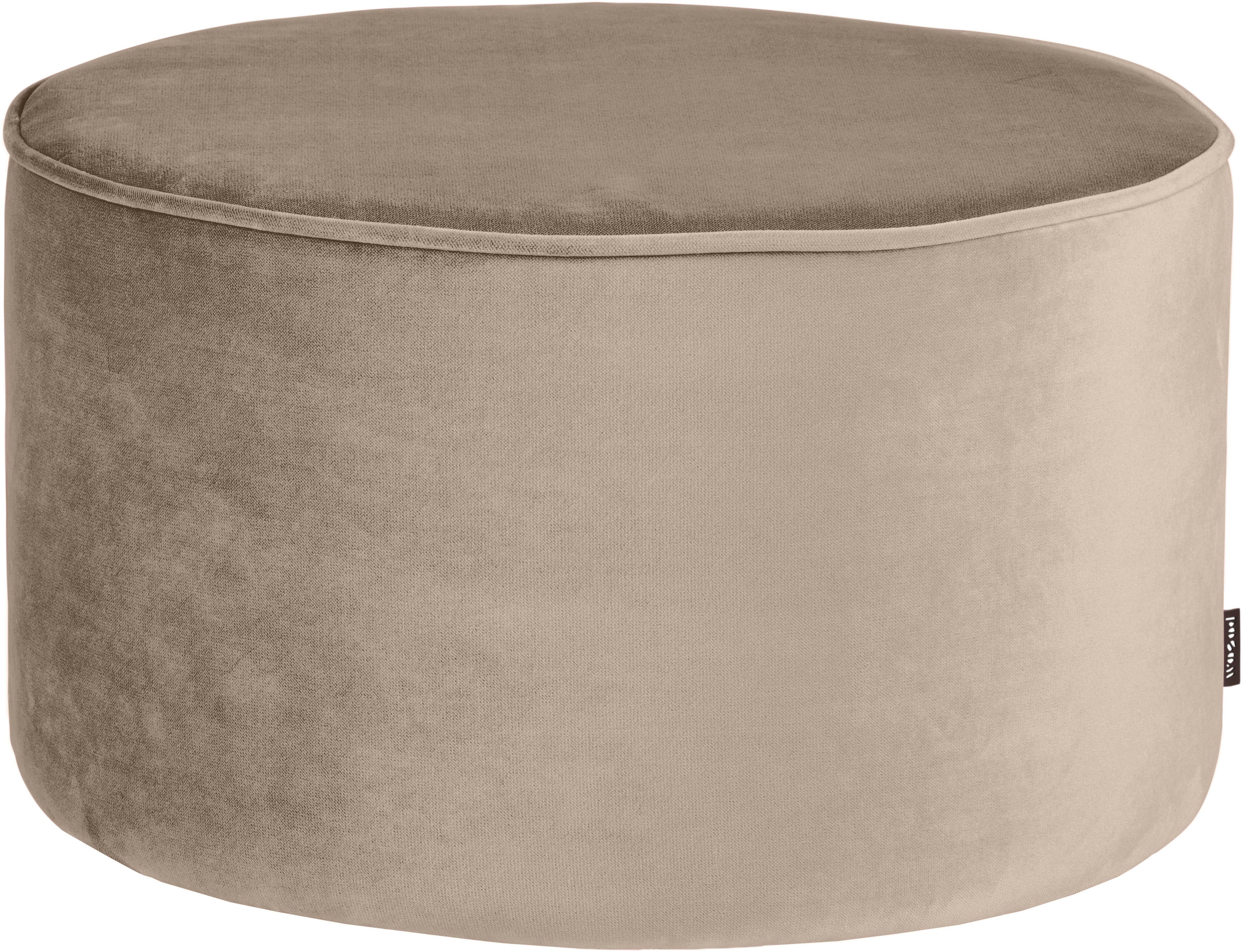 WOOOD Hocker Sara mit Jarra-Velvetbezug, Ø 60 x H 36 cm, Maximale Verschleißfestigkeit, Tragkraft 120 kg, Pfleiglicht