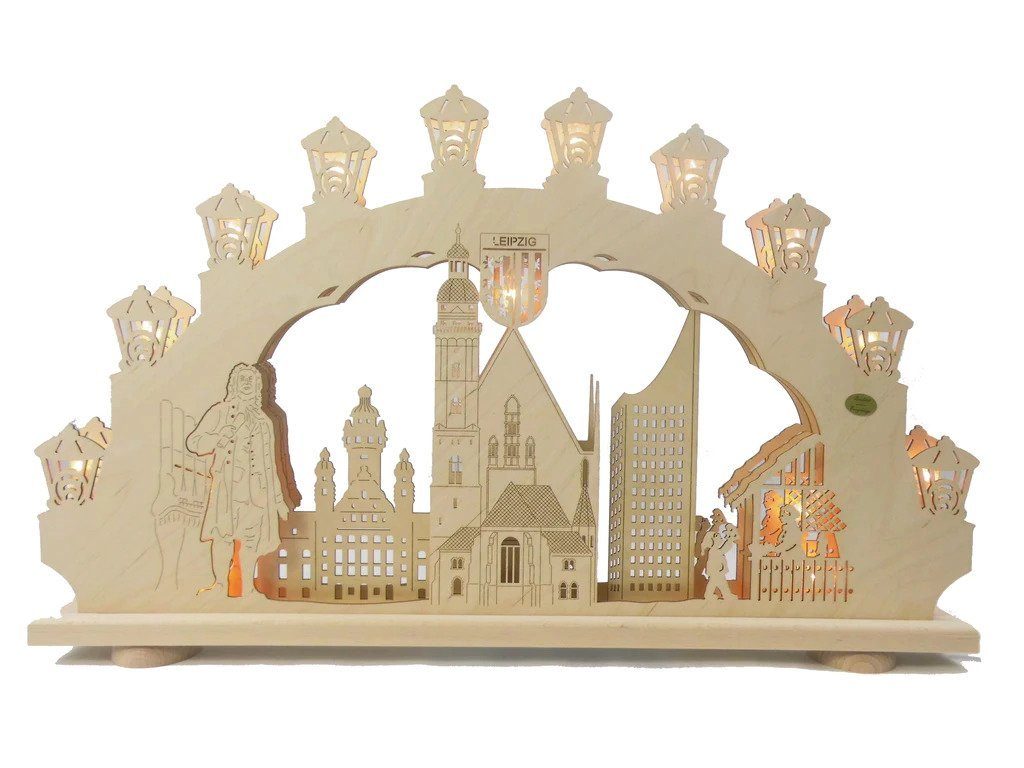SAICO Original Lichterbogen Schwibbogen Leipzig LED natur BxHxT 66x40x6cm NEU