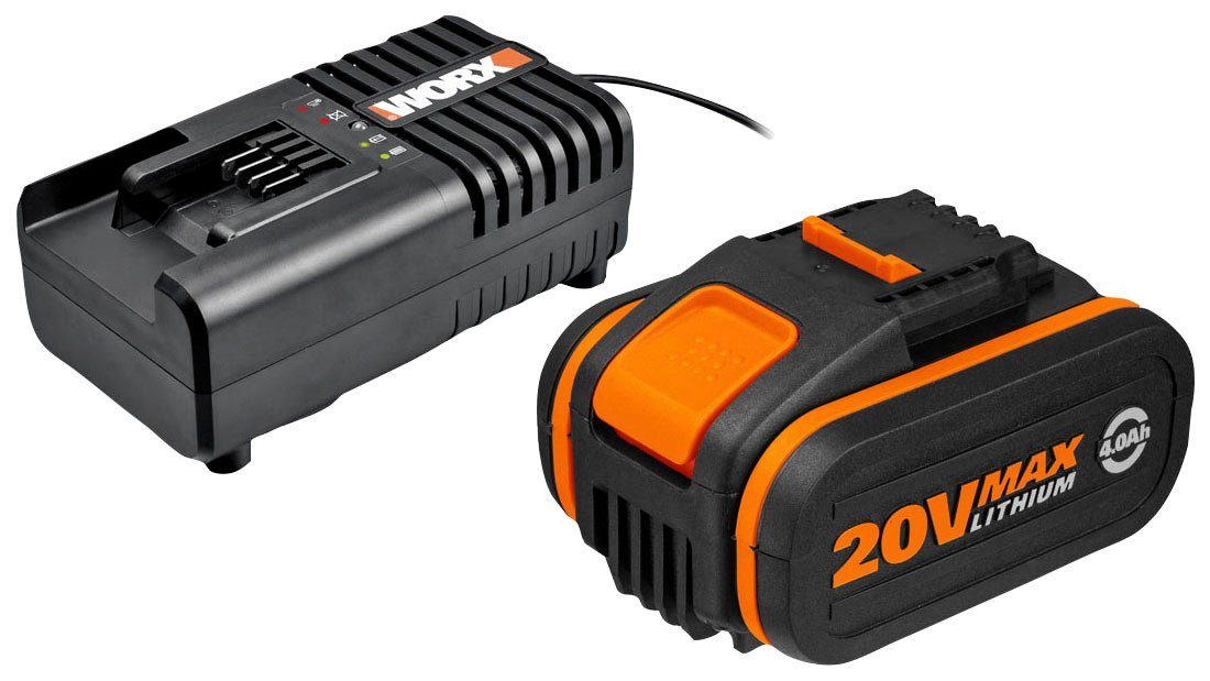 Worx 20V/2Ah,mit 2A Ladegerät PowerShare Akku-Set 4000 mAh (2 St), für alle 20/40/80V WORX PowerShare Geräte