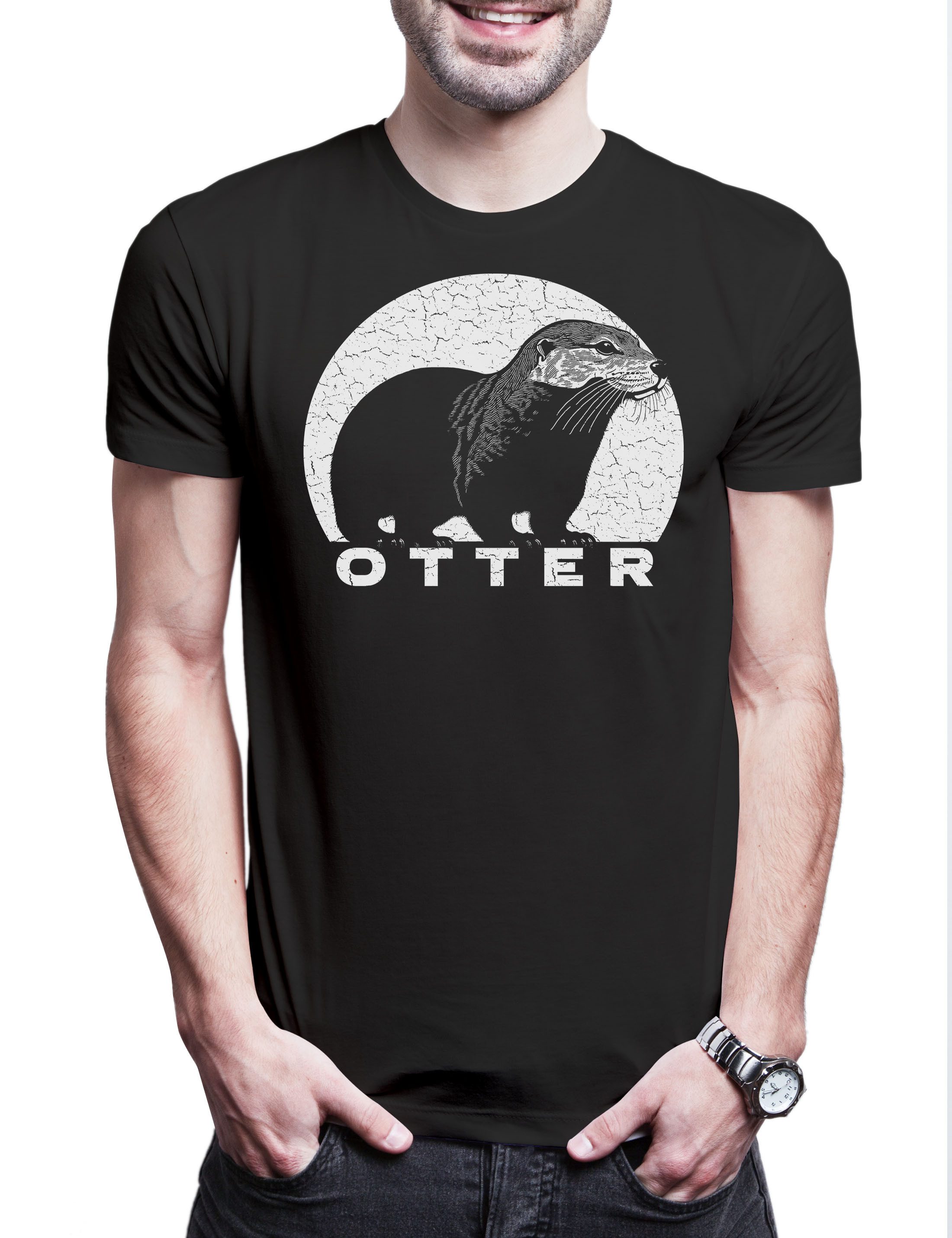 Print-Shirt Otter E Herren T-Shirt Retro Wildlife lontra Nutria Fischotter