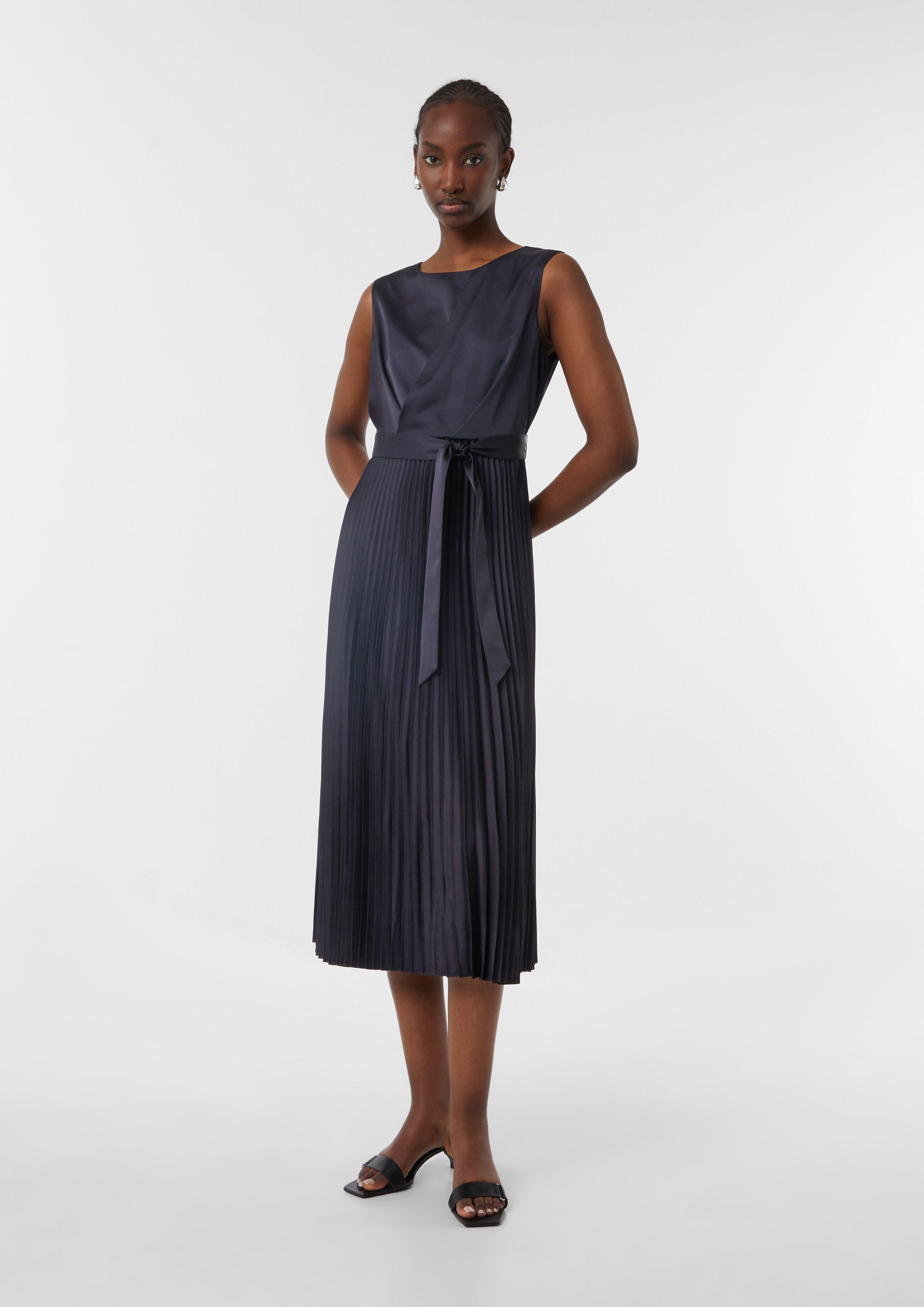Comma Maxikleid Elegantes Satinkleid mit plissiertem günstig online kaufen
