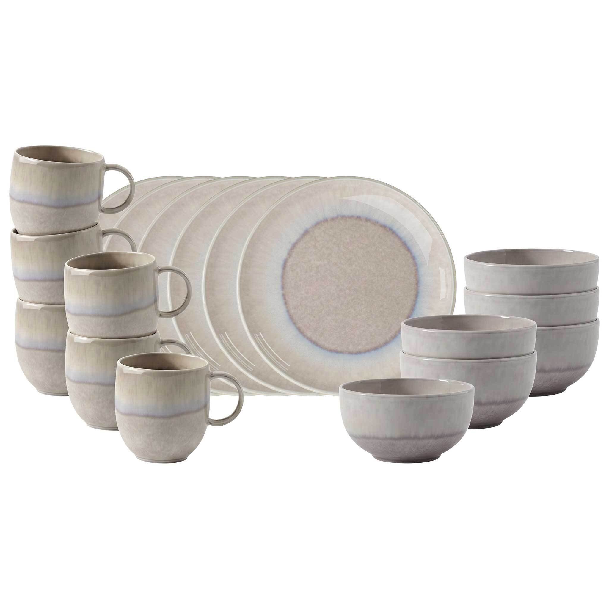 like. by Villeroy & Boch Kombiservice Perlemor Sand Frühstücksservice 6er Set (18-tlg), 6 Personen, Porzellan