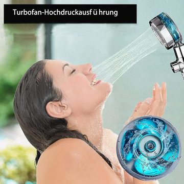 KÜLER Handbrause Handbrause, Filterbrause, Duschkopf, turbogeladen, 360° schwenkbar, mit 2-Punkt-Baumwollkartusche, Hochdruck-Wassersparbrause