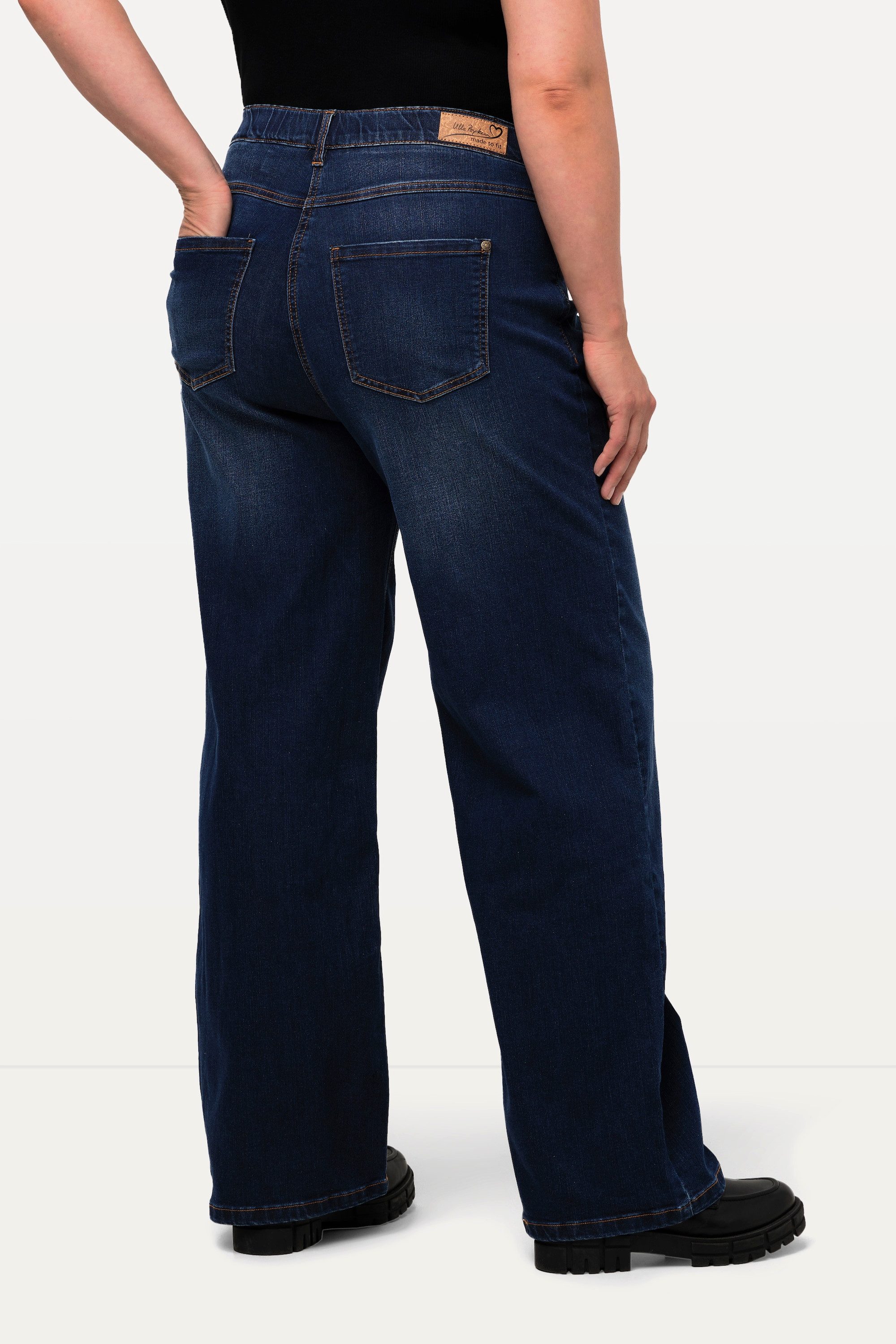 Ulla Popken Funktionshose Jeans Mary weites Bein 5-Pocket-Schnitt