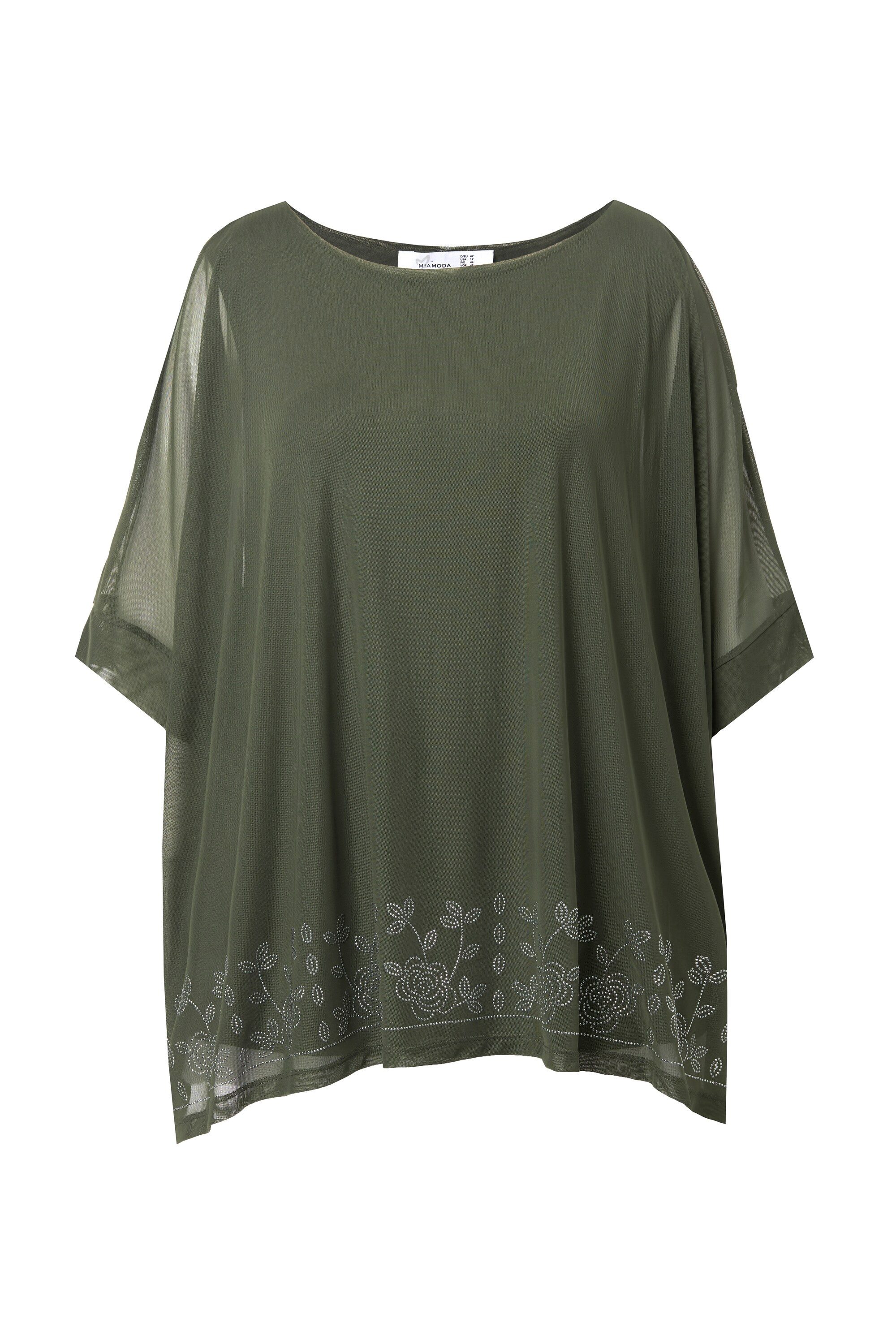 MIAMODA Druckbluse Meshbluse oversized Glitzersteinchen Jerseytop günstig online kaufen