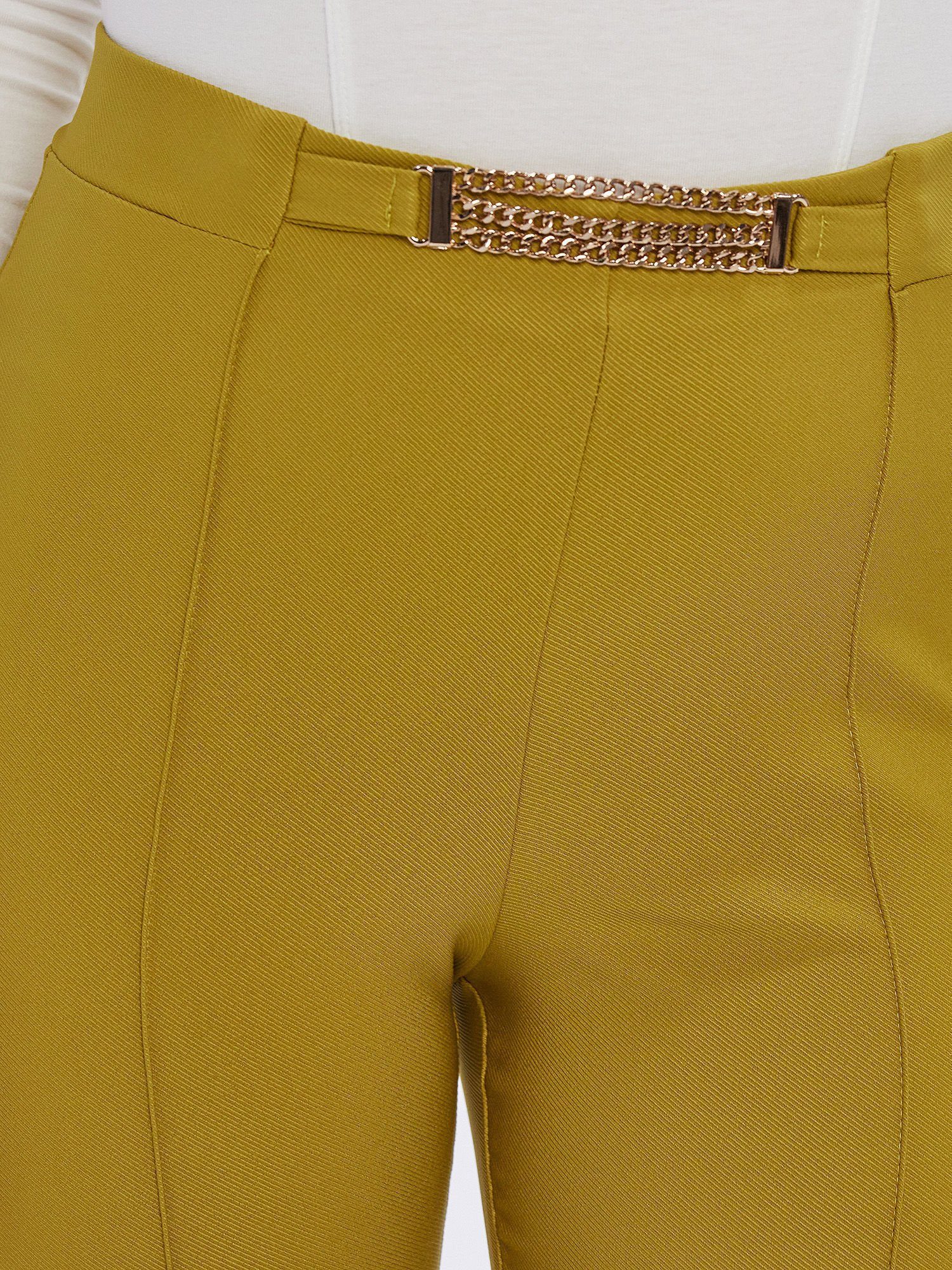 MONACO blue Stoffhose Treggings koerpernah mit Biese und Schmuckkette