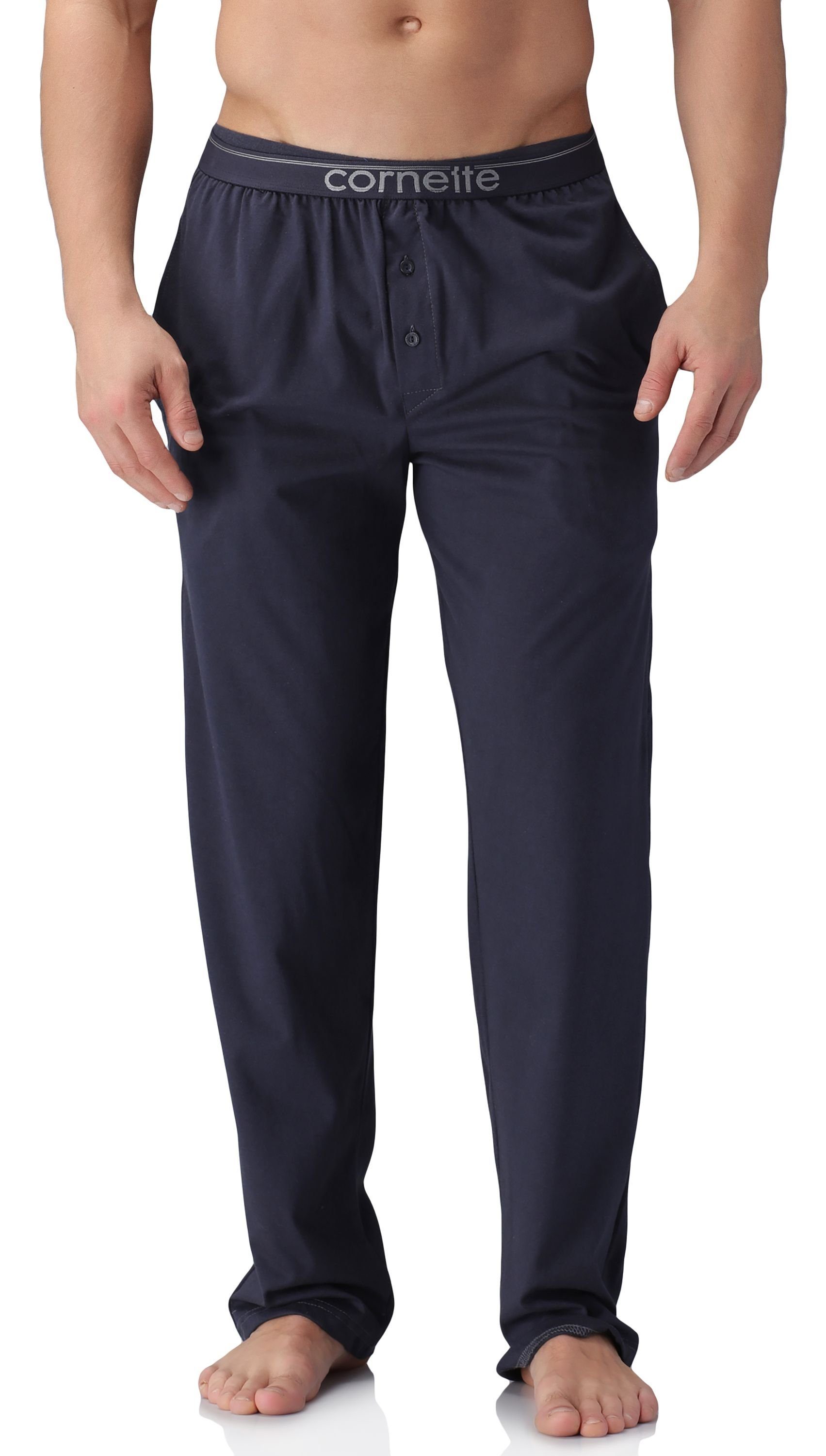 Pyjamashorts Marineblau Schlafanzugshose Cornette (1-tlg) Bund Herren elastischer CR099