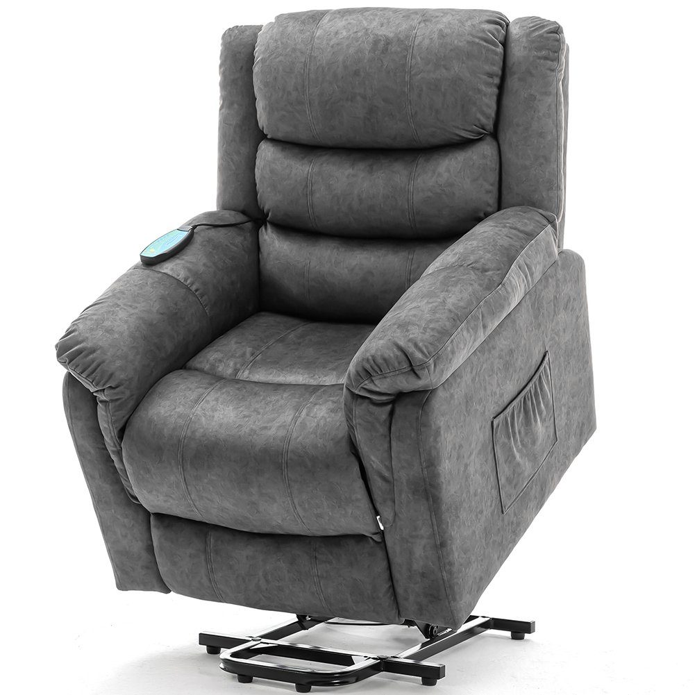 TV-Sessel (Fernsehsessel mit Aufstehhilfe, elektrisch Relaxsessel mit Fernbedienung, bis 150 kg belastbar), Massagesessel mit Liegefunktion, Wärmefunktion und Vibrationsmassage