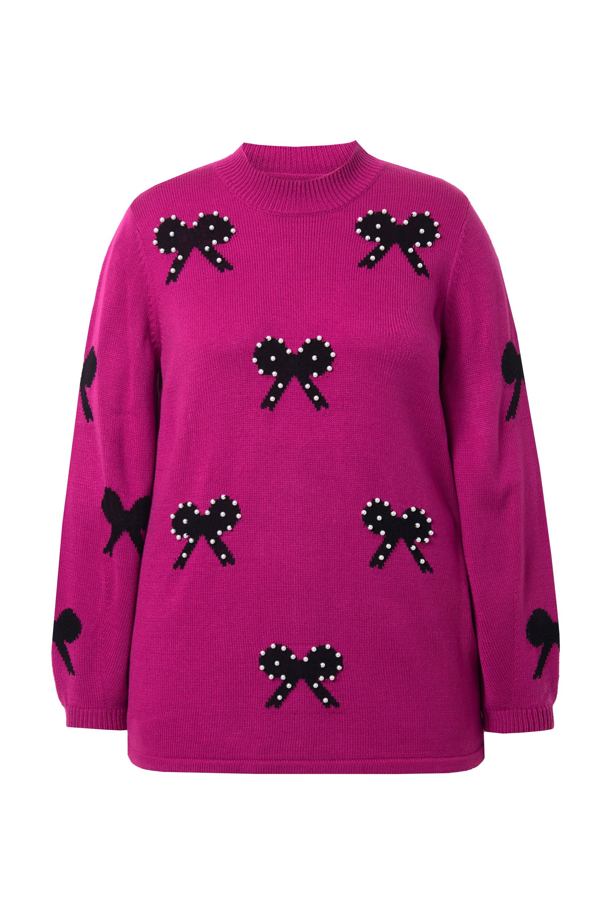 MIAMODA Rollkragenpullover Pullover Regular Fit Schleifen mit Zierperlen günstig online kaufen