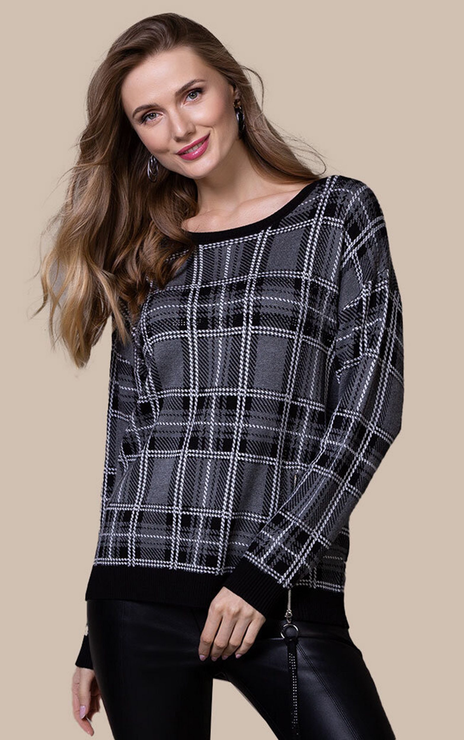 Passioni Strickpullover Pullover mit weitem Rundhalsausschnitt günstig online kaufen