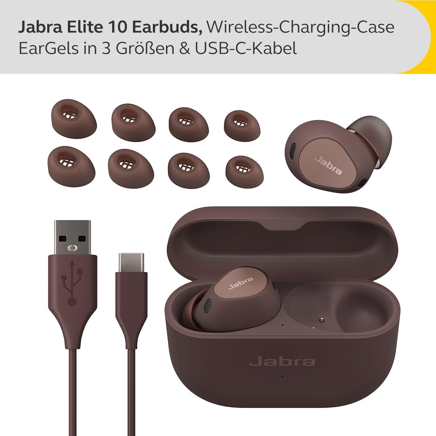 Jabra Elite 10 wireless Transparenzmodus, (Active Noise Bluetooth) Braun A2DP In-Ear-Kopfhörer (ANC), Multi-Point-Verbindung, Cancelling