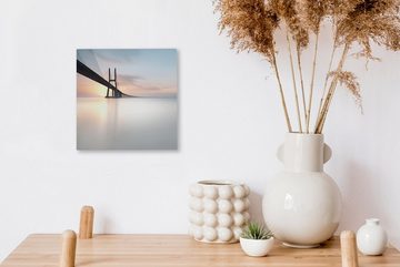 OneMillionCanvasses® Leinwandbild Brücke mit beleuchtetem Wasser, (1 St), Leinwand Bilder für Wohnzimmer Schlafzimmer
