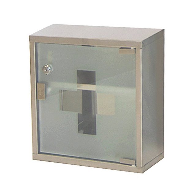 style home Medizinschrank Edelstahl Arzneischrank 2 Fächer (Silber, 30x30cm), abschließbar Hausapotheke Erste-Hilfe-Schrank Medikamentenschrank, inkl. 2 Schlüsseln