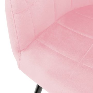 ML-DESIGN Stuhl Esszimmerstühle mit Rücken und Armlehnen aus Ergonomische Stühle (2 St), 2er Set Küchenstühle Rosa 58x60x84cm aus Samt mit Metallbeine