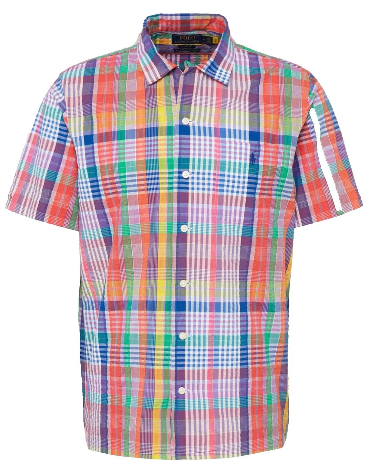 Polo Ralph Lauren Kurzarmhemd Karohemd Clady Seersucker Camp Shirt Klassisches im Classic Fit aus leichtem, atmungsaktivem Baumwoll-Seersucker gefertigt