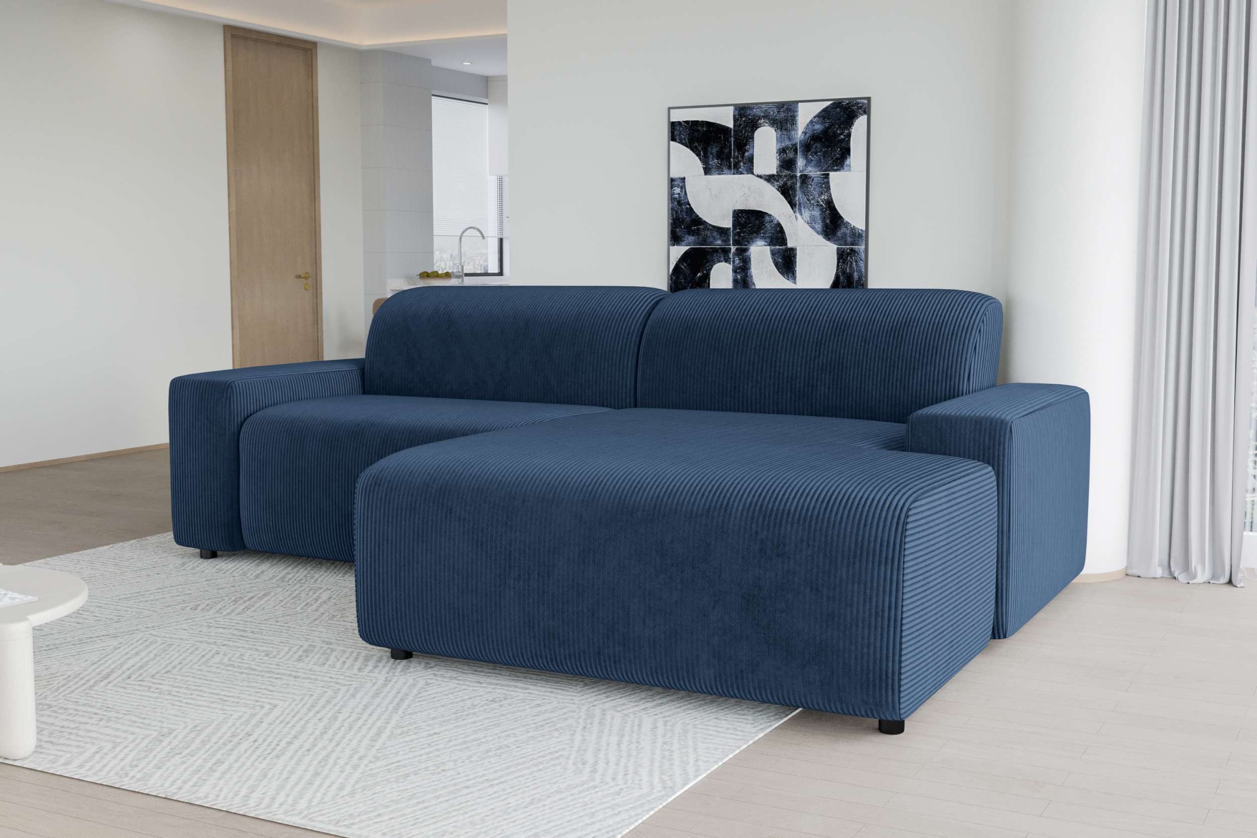 99rooms Ecksofa Tivoli, Sofa L-Form, Eckcouch, wählbar mit/ohne Kissen, Rundumbezug aus gepolstertem Cordstoff POSO