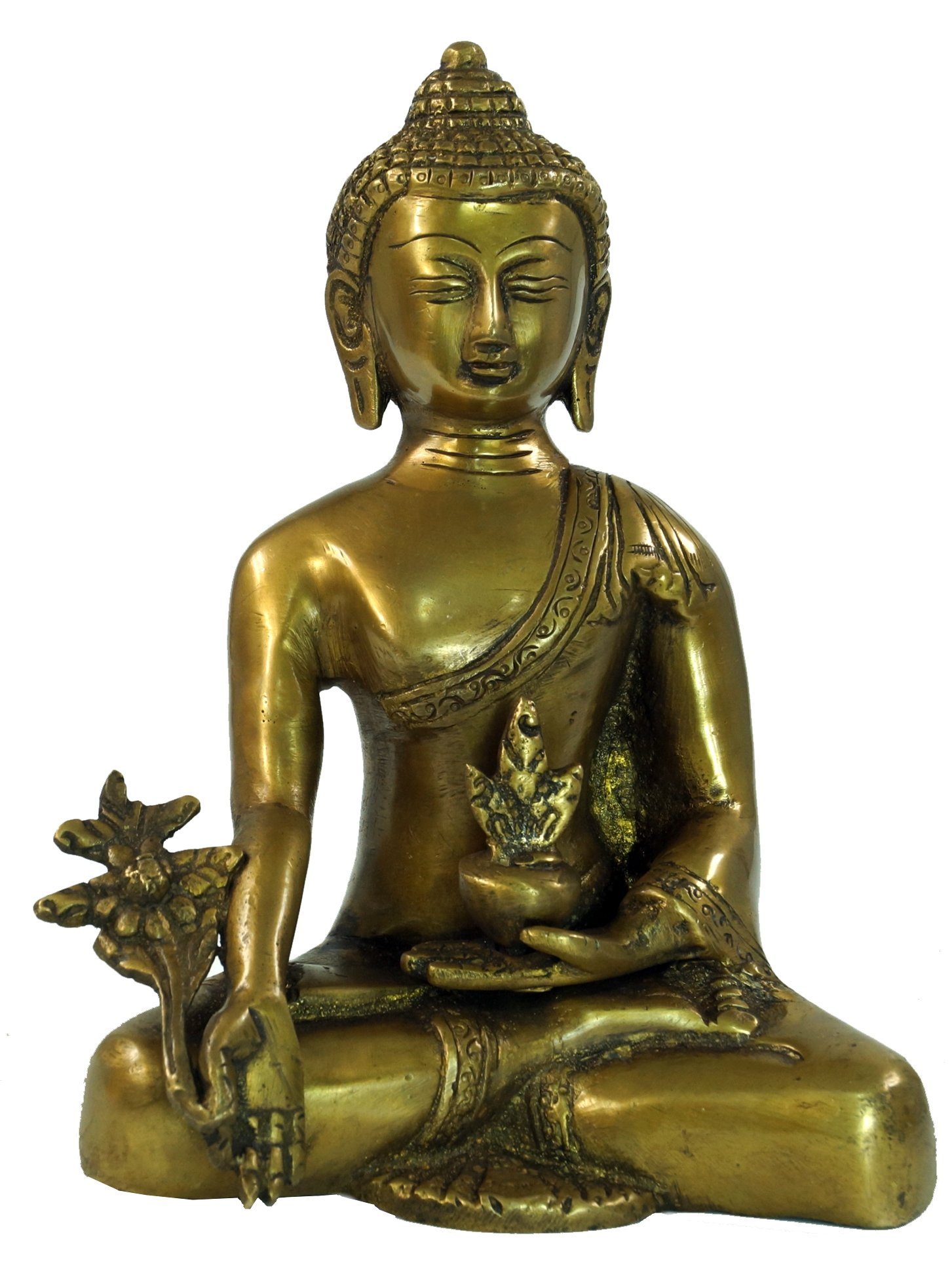 Buddhafigur Buddha Statue aus Messing Medizin Buddha 18 cm..