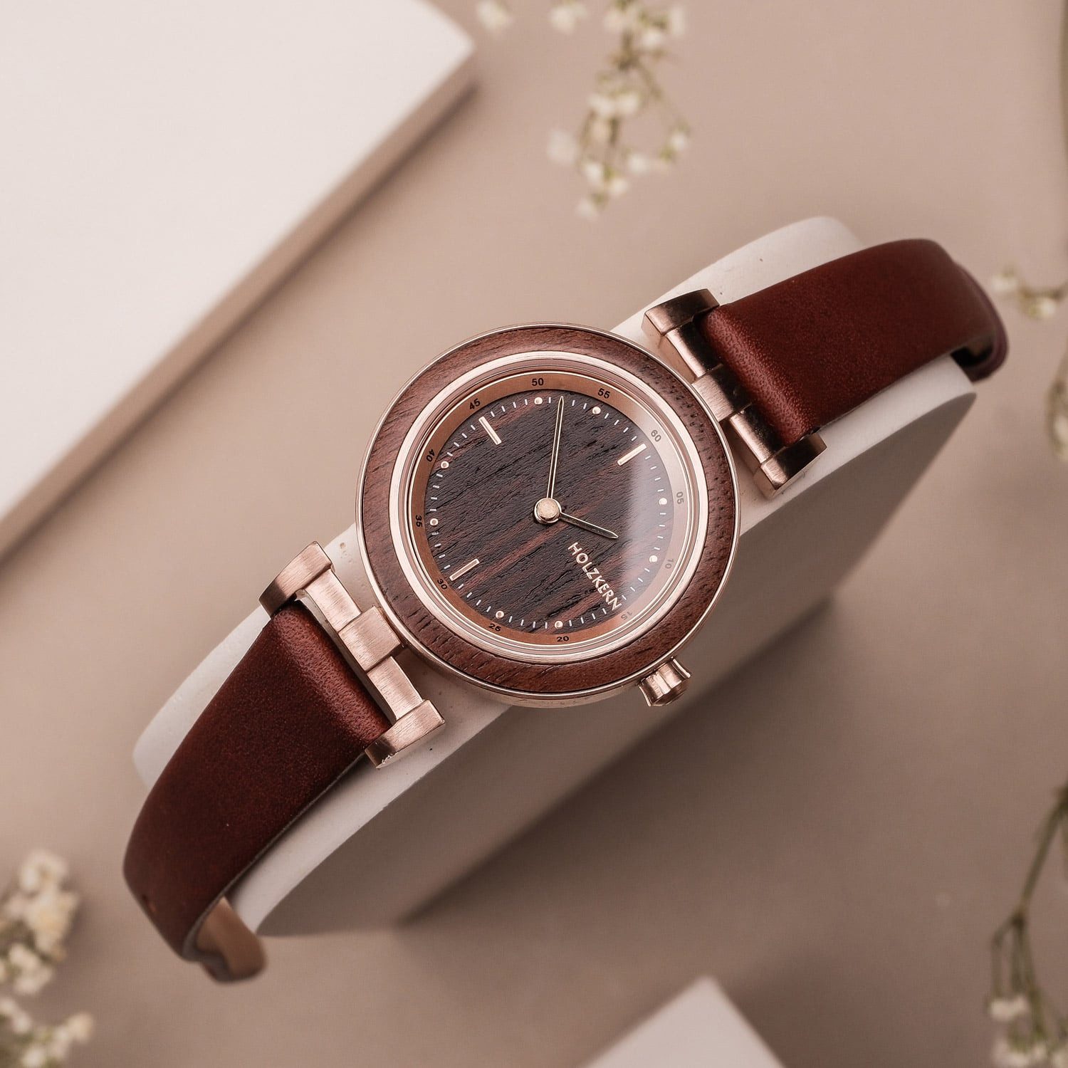 Holzkern Quarzuhr Quarz Harriet Walnuss/Ahorn