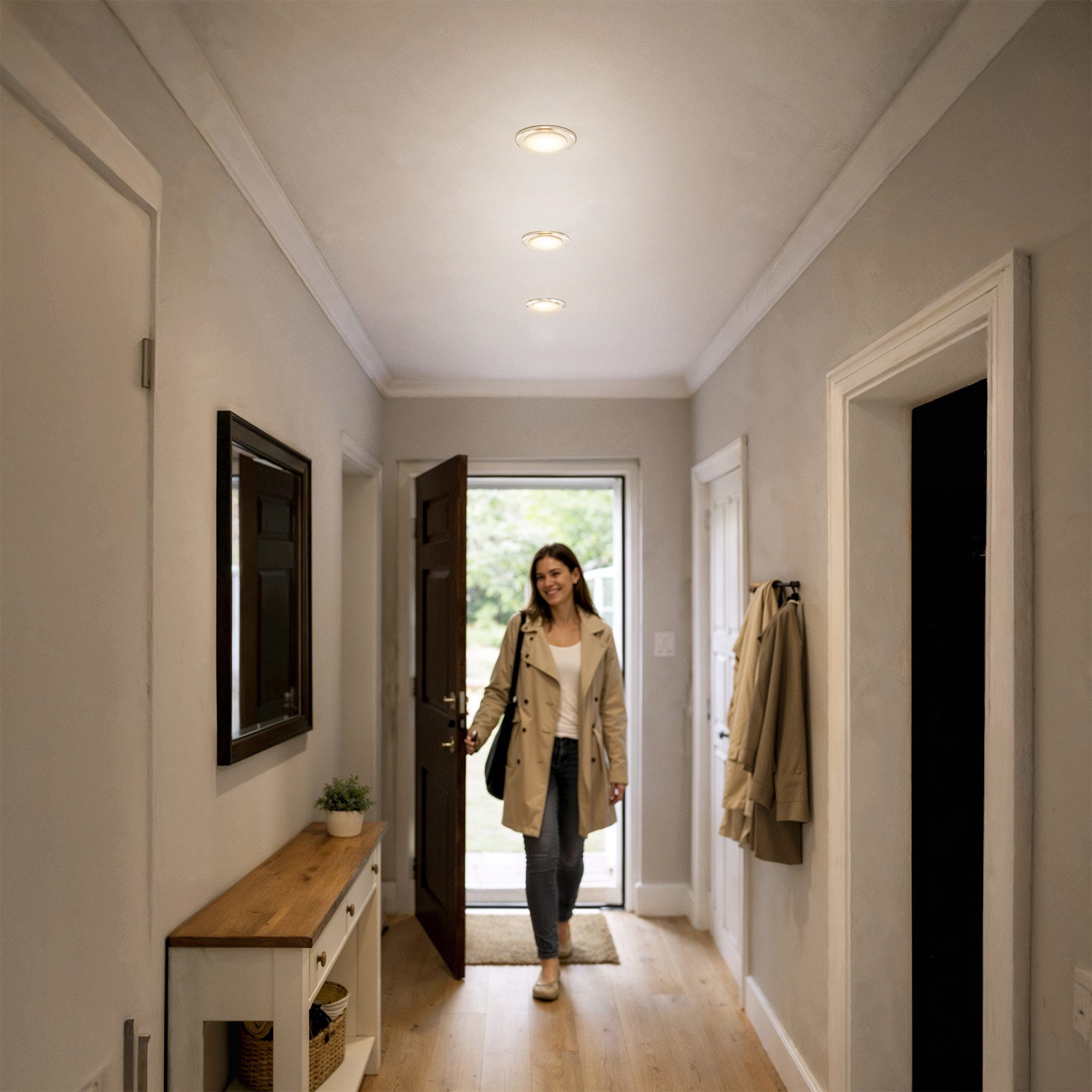 SSC-LUXon LED Einbaustrahler ALINA Einbauleuchte Glas rund 5W GU10 drei Lichtfarben Deckenspot, Warmweiß