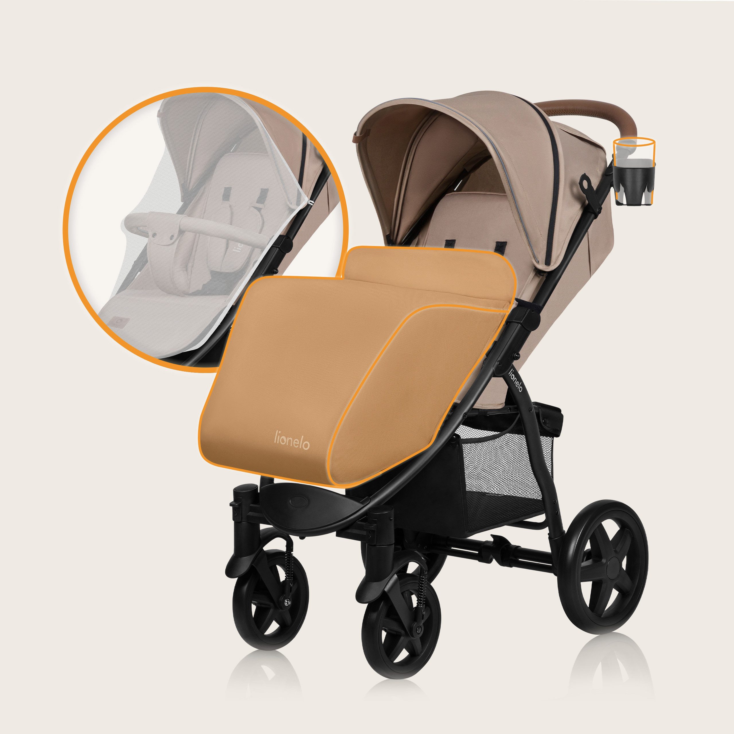 lionelo Kinder-Buggy ANNET PLUS, Fußdecke, großer Korb, ab 0 bis 36 Monate