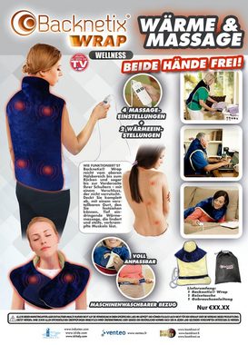 Best Direct® Heizkissen Backnetix® Wrap, In 2 Varianten, S-M: 38-48 / L-XL: 50-56, Nacken - und Rückenkissen, mit Massagefunktion, inkl. Reisetasche