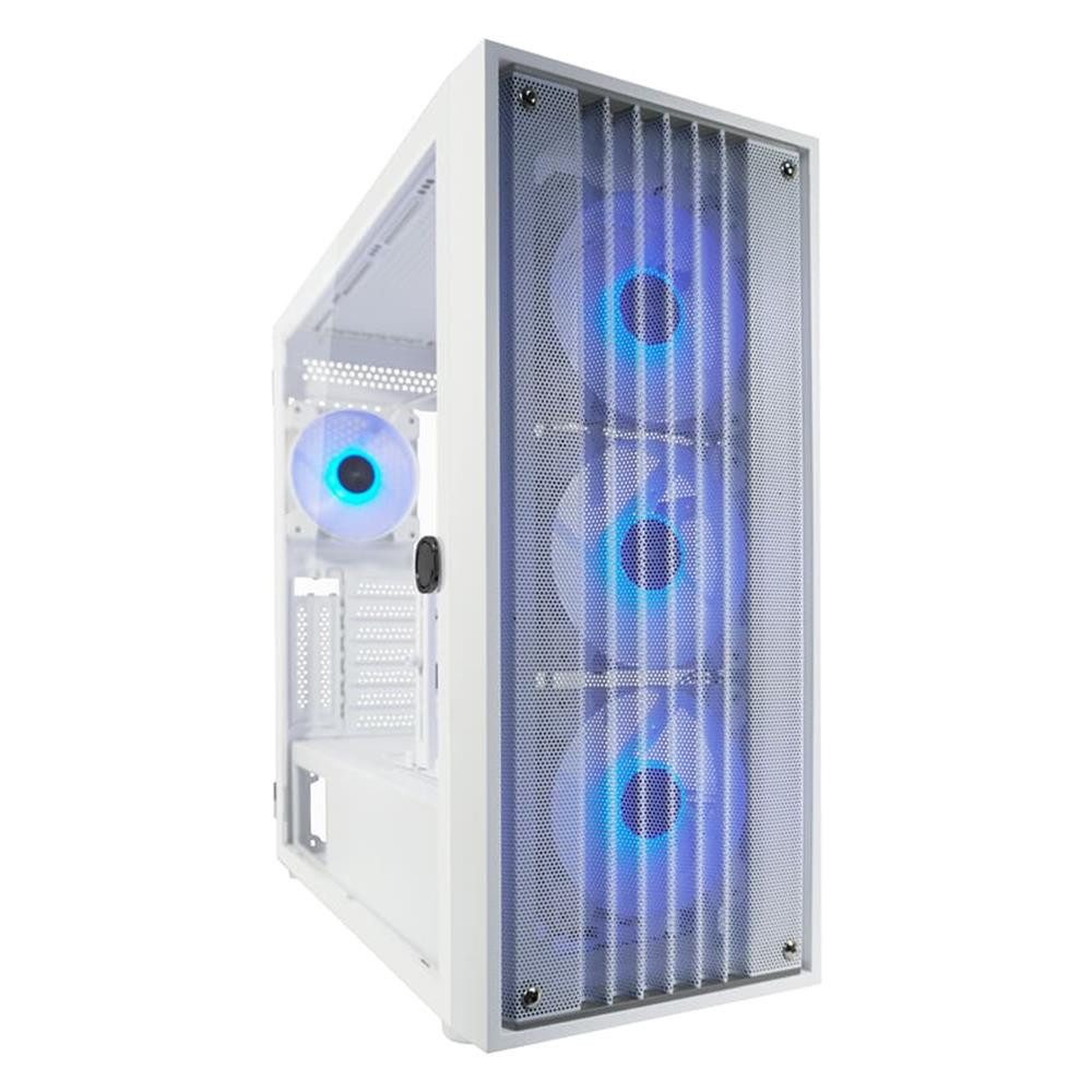LC-Power Gaming-Gehäuse 810W Bright_Crawler_X, Midi-Tower Gehäuse mit Mesh-Frontpanel, 4x ARGB Lüfter, Weiß