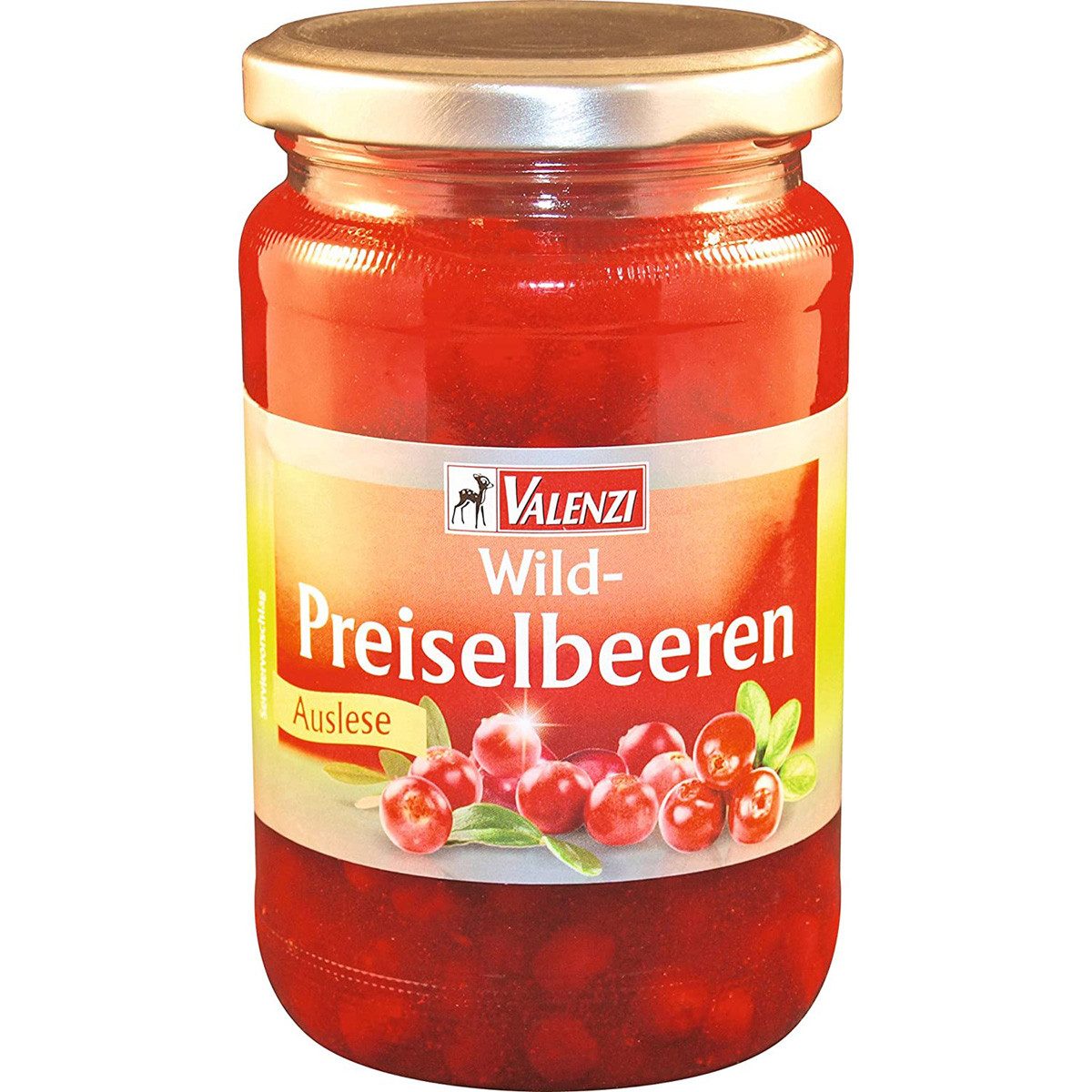 VALENZI Obstkonserve, Valenzi Wild Preiselbeeren Auslese fruchtig süss im Glas 400g
